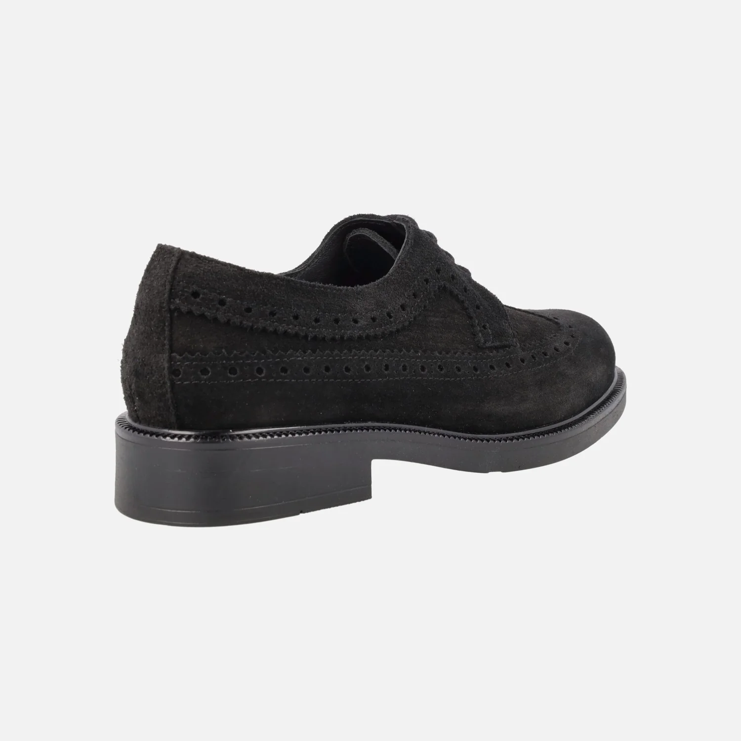 Zapatos de cordones en serraje negro con pala vega y picados - Image 4