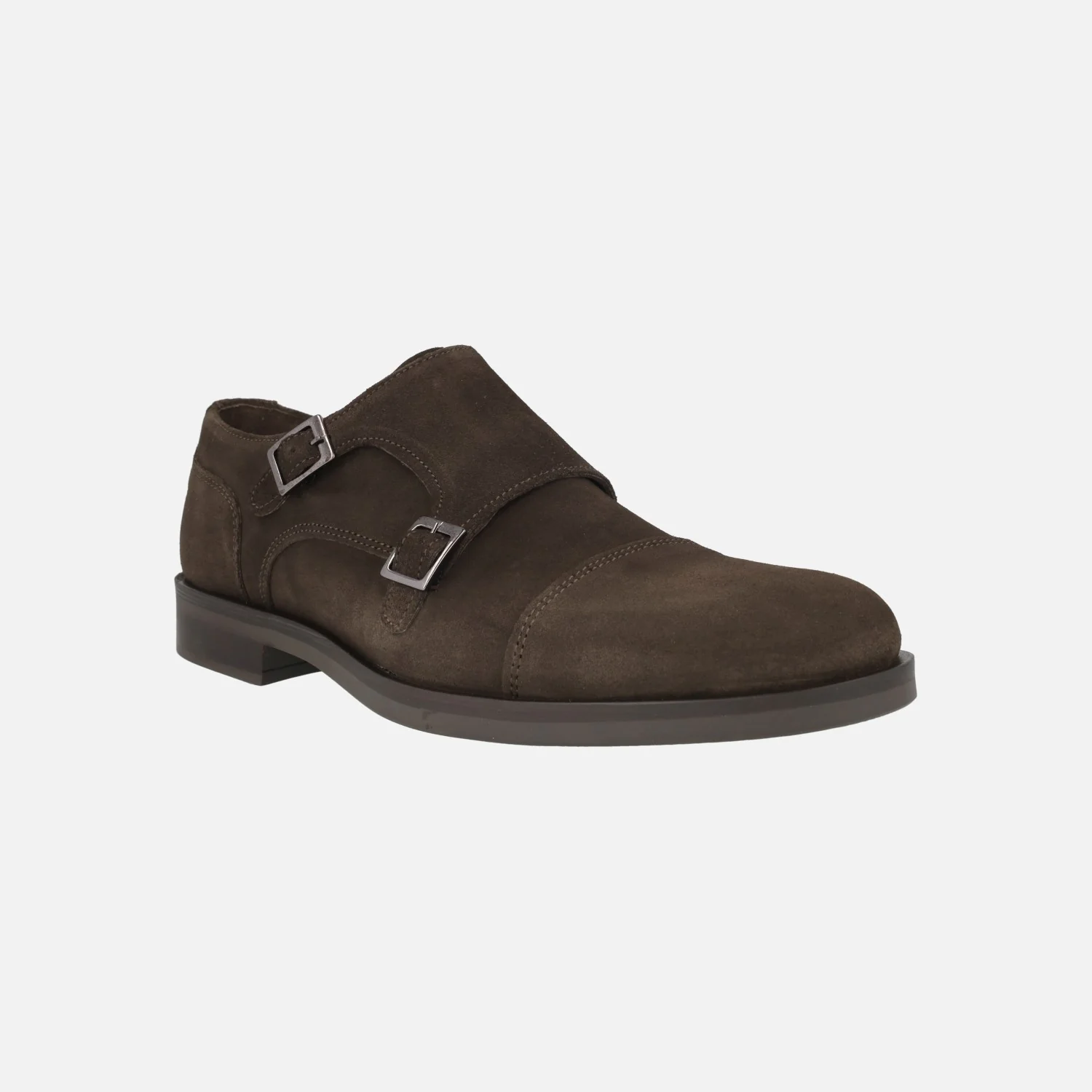 Zapatos con hebillas para hombre en serraje marrón - Image 2
