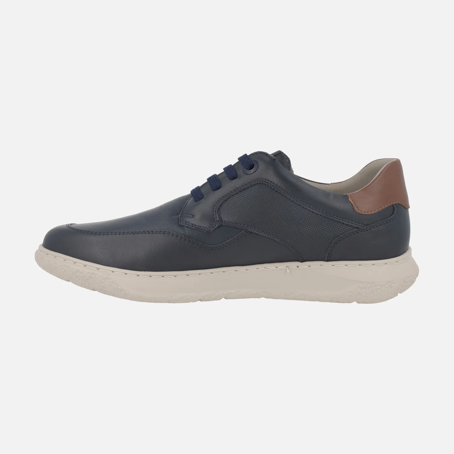 Zapatos de piel azul marino con cordones y suela Extralight - Image 3