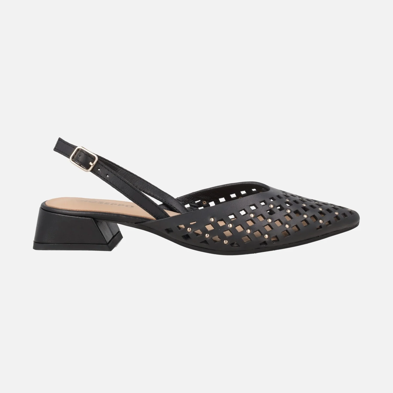 Zapatos de piel destalonados con calados y tachas Lagos