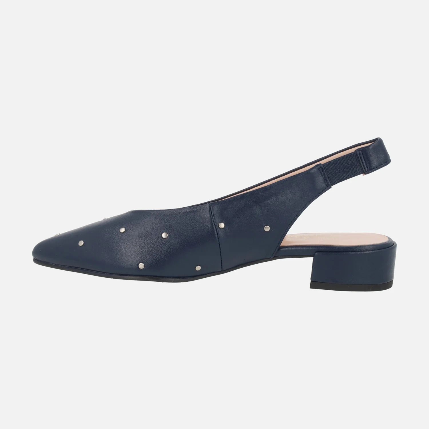 Zapatos de piel destalonados en azul marino con tachas plateadas - Image 3