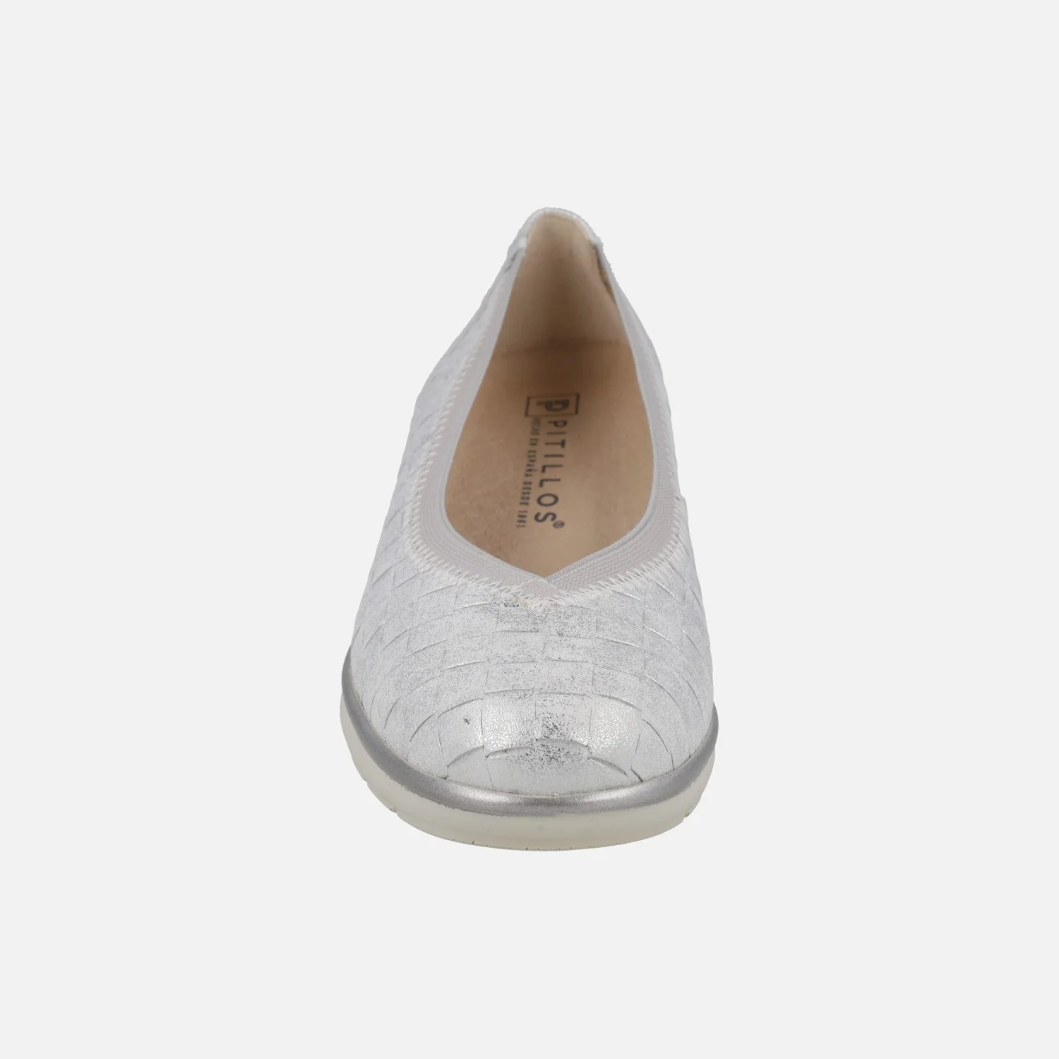 Zapatos de piel en metalizado plata efecto trenzado con cuña baja - Image 5