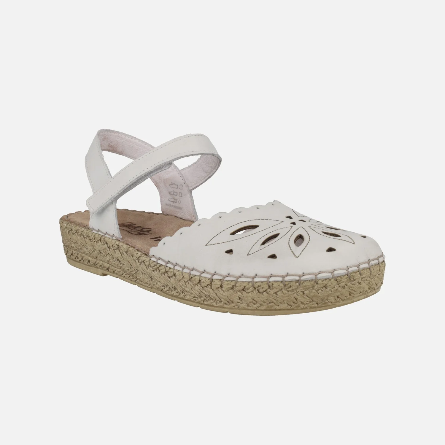 Zapatos de piel semiabiertos en piel blanca con troquelados - Image 2