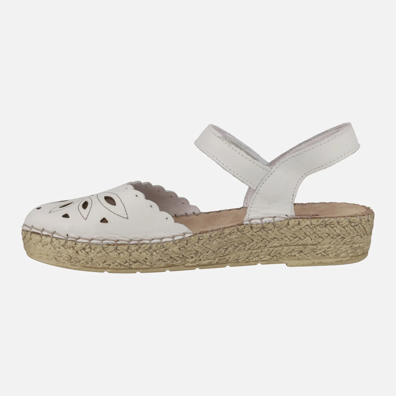 Zapatos de piel semiabiertos en piel blanca con troquelados - Image 3