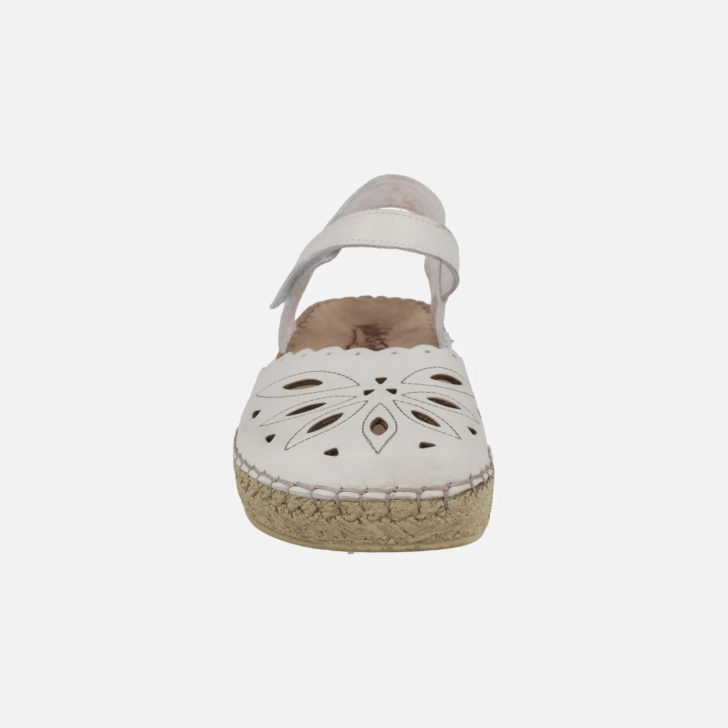 Zapatos de piel semiabiertos en piel blanca con troquelados - Image 5