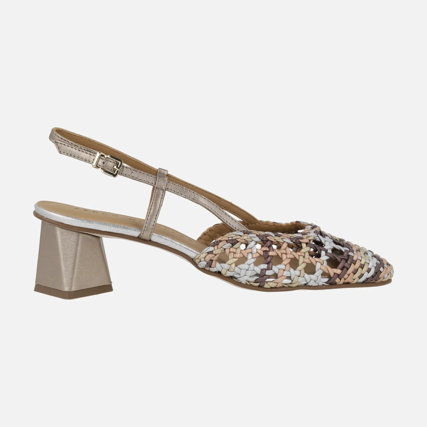 Zapatos de piel trenzados destalonados multimetal