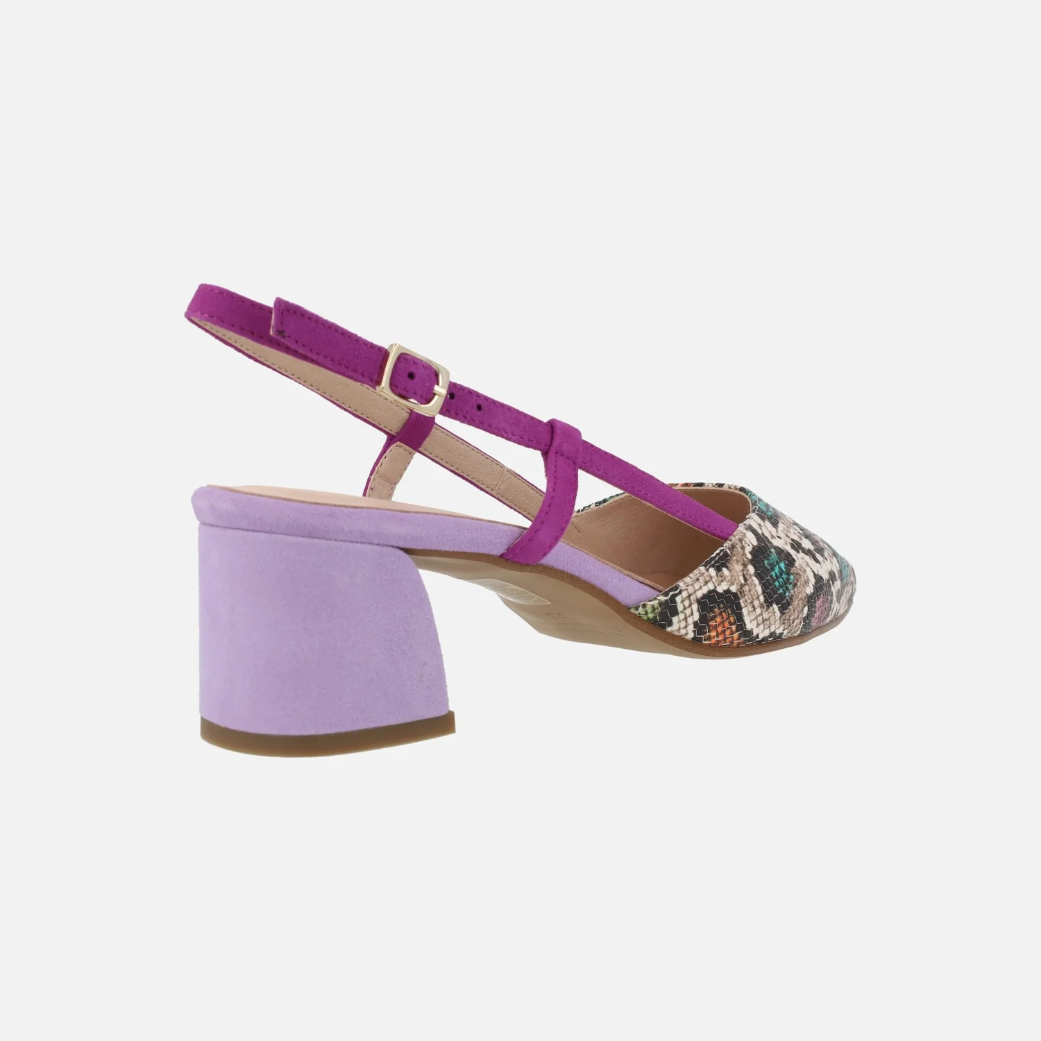 Zapatos de salón destalonados con animal print en combinado multicolor - Image 3