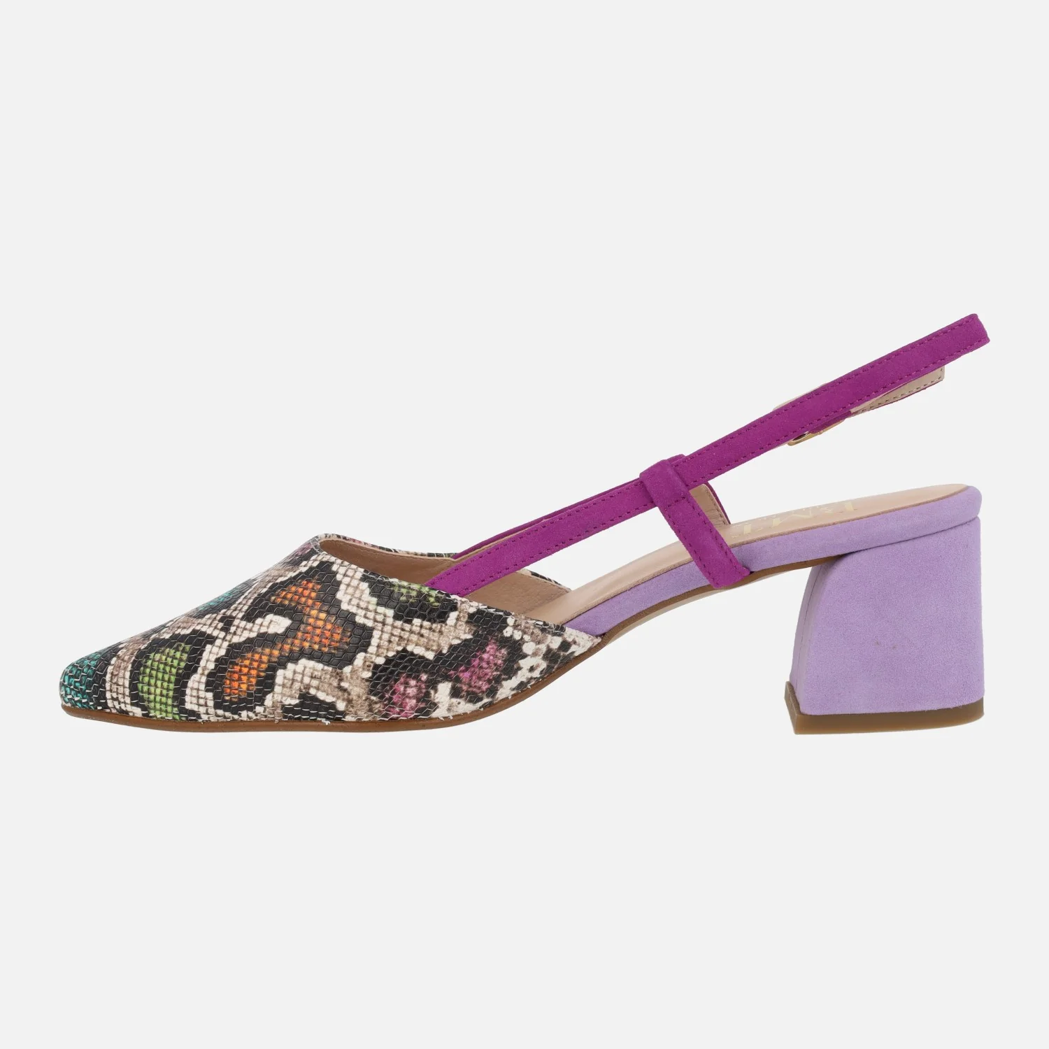 Zapatos de salón destalonados con animal print en combinado multicolor - Image 4