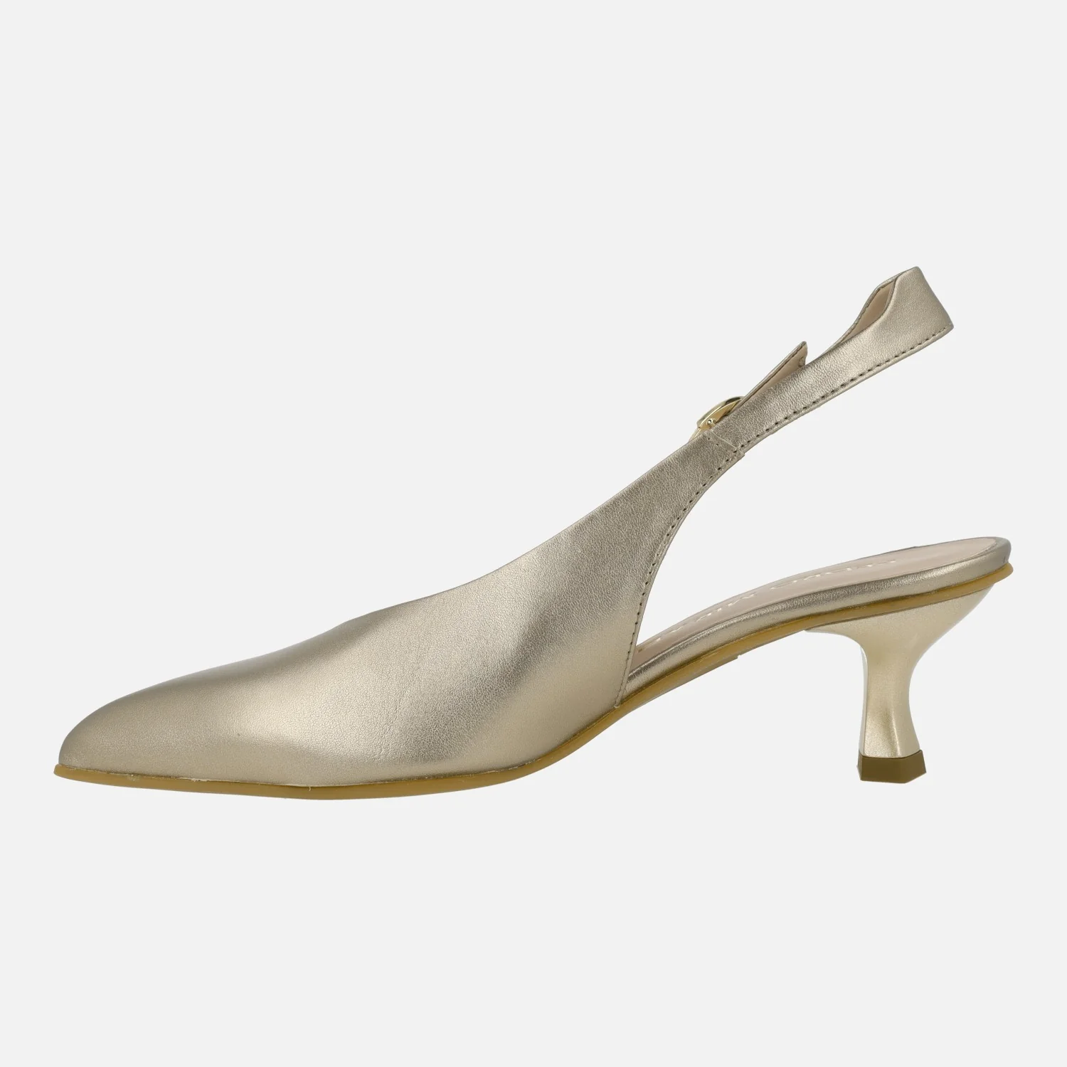 Zapatos de salón destalonados con tacón bajo en piel metalizada - Image 3