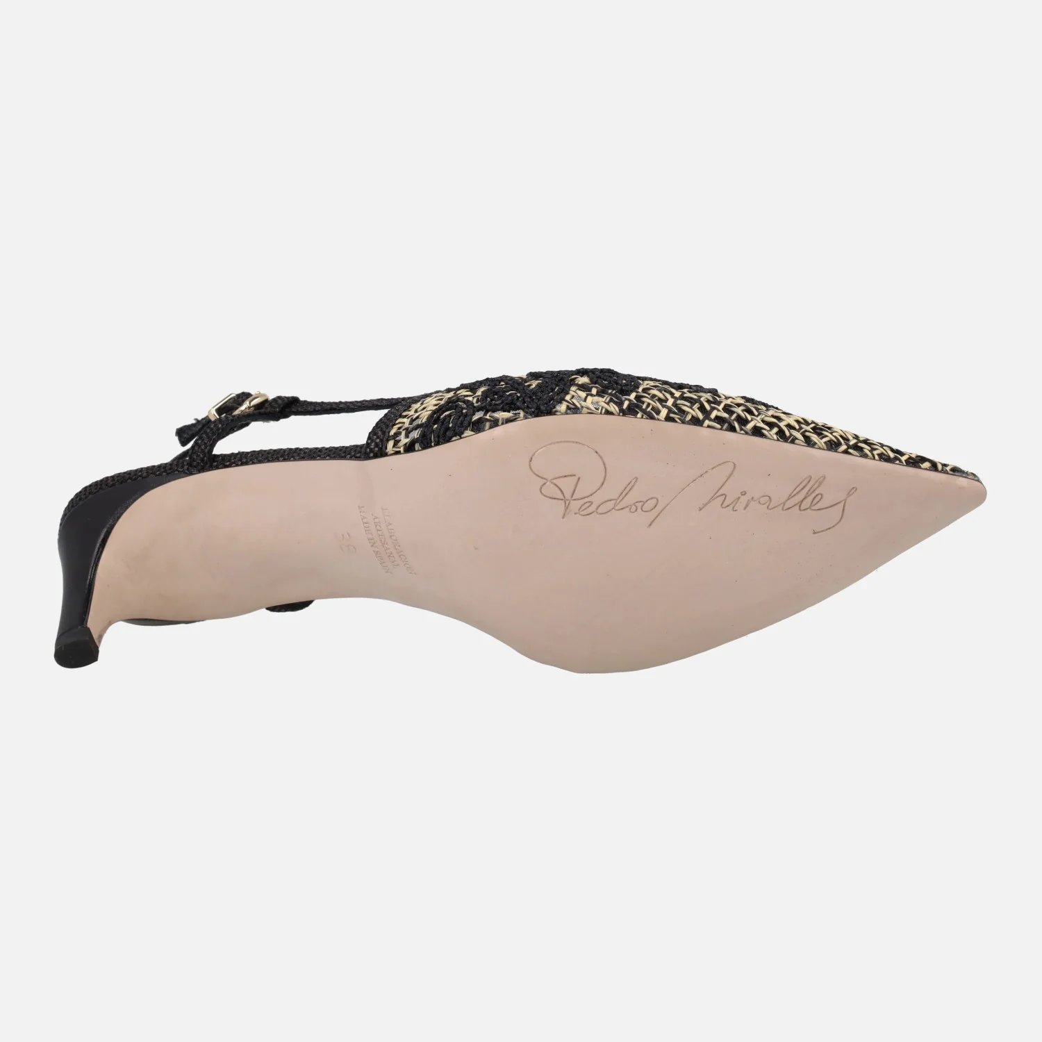 Zapatos de salón destalonados en rafia con flores bordadas - Image 12