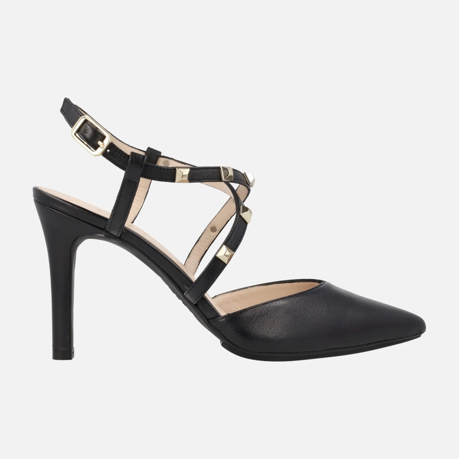 Zapatos de salón destalonados Rasiun con tiras cruzadas y tachas metálicas
