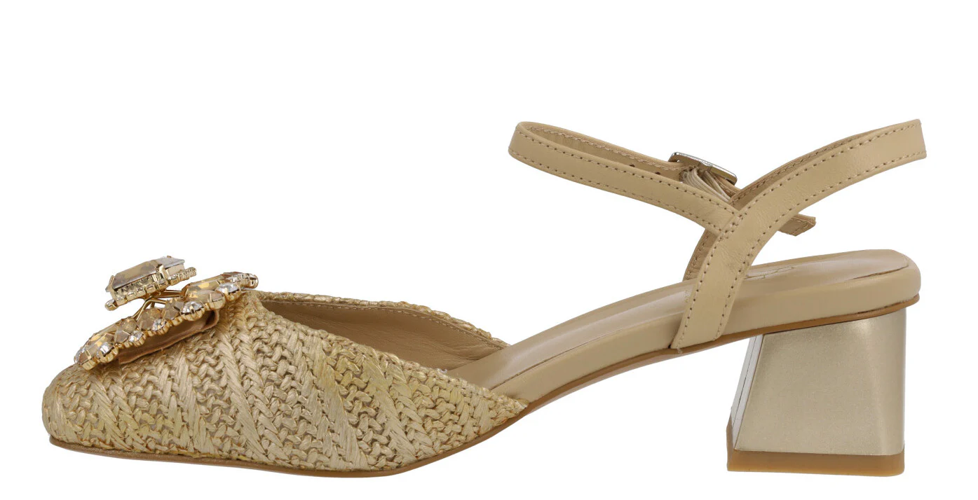 Zapatos de tacón con pala en tejido y adorno de pedrería Julie - Image 8