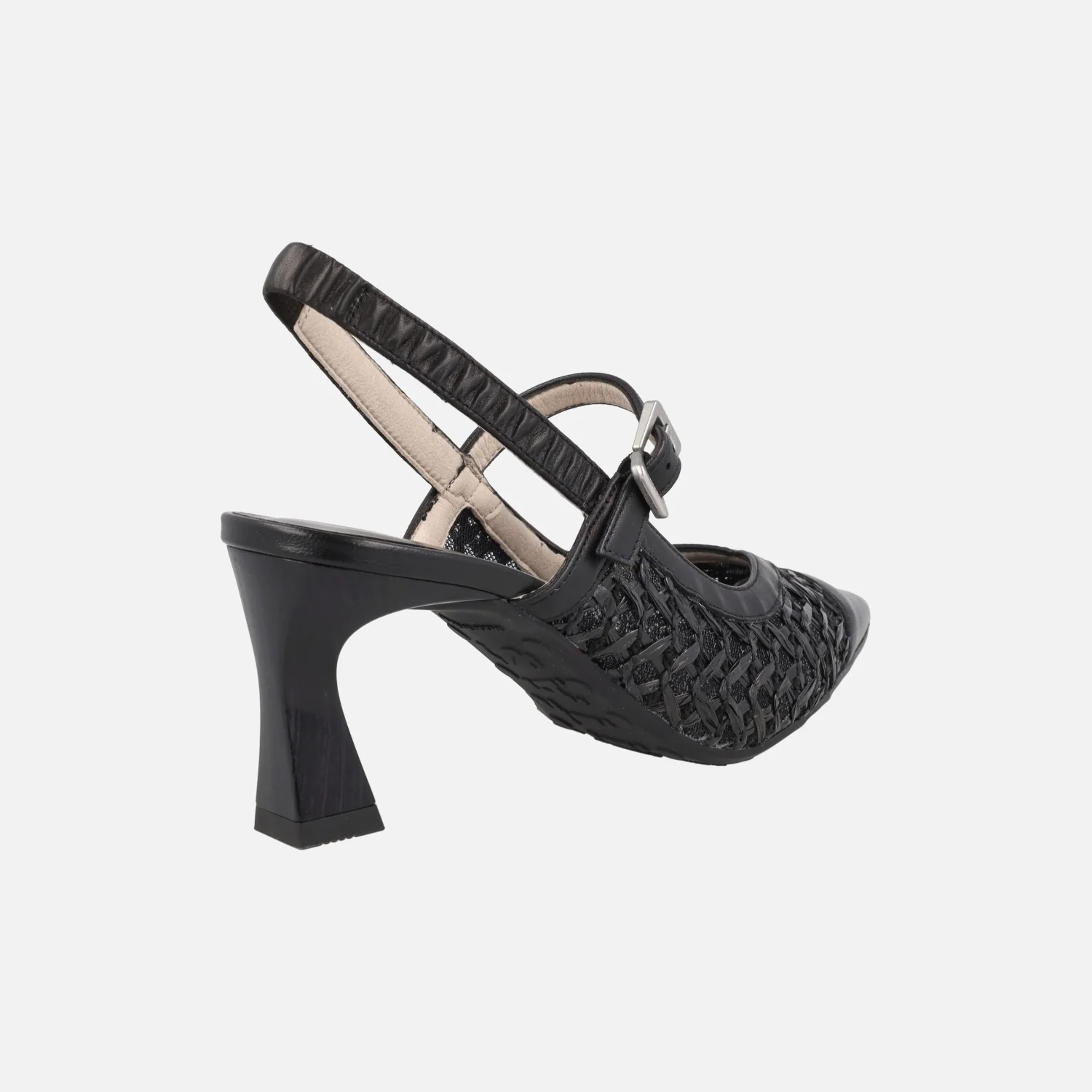 Zapatos de tacón destalonados en combinado de piel y rafia - Image 16