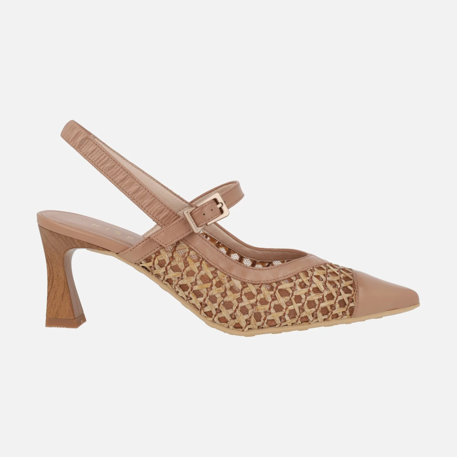 Zapatos de tacón destalonados en combinado de piel y rafia - Image 7