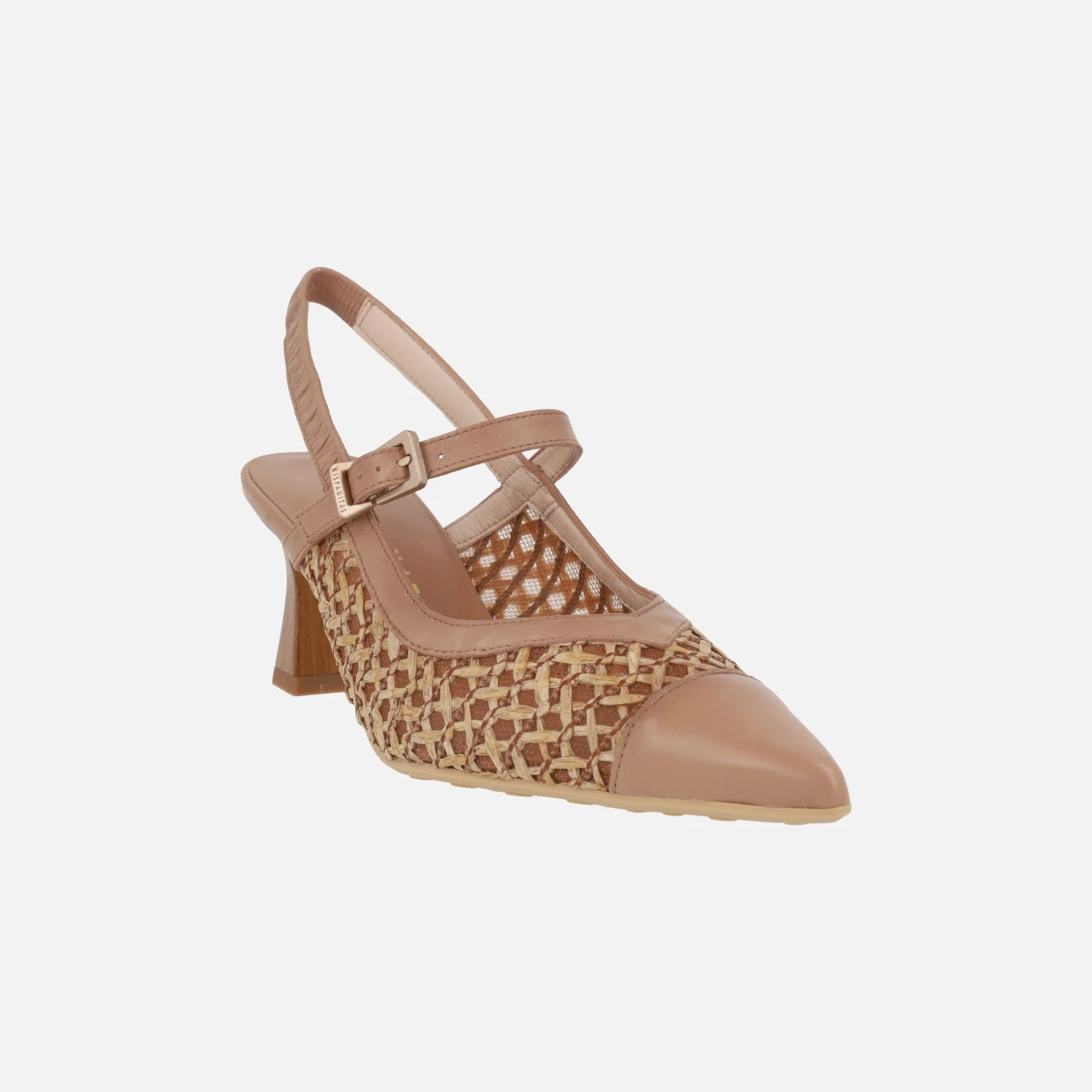 Zapatos de tacón destalonados en combinado de piel y rafia - Image 8