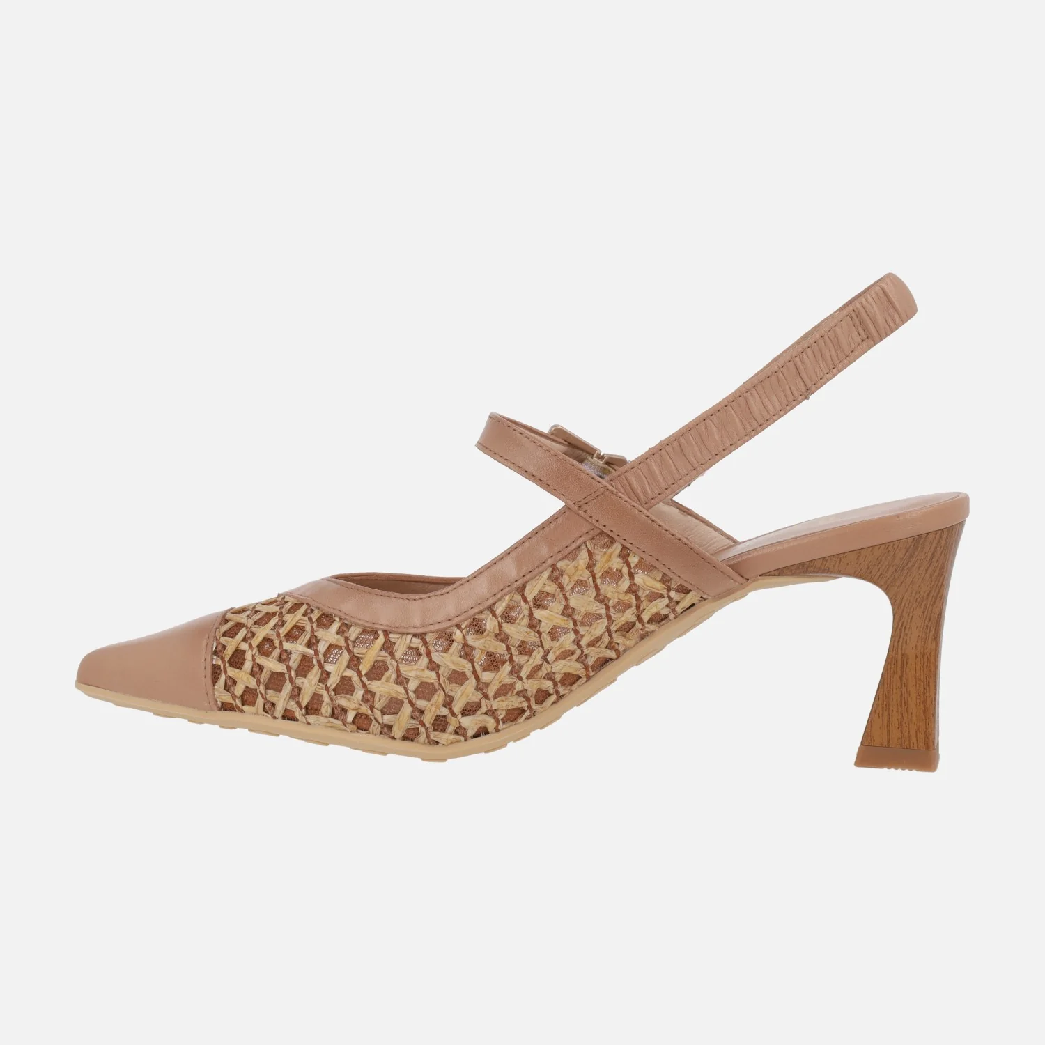 Zapatos de tacón destalonados en combinado de piel y rafia - Image 9