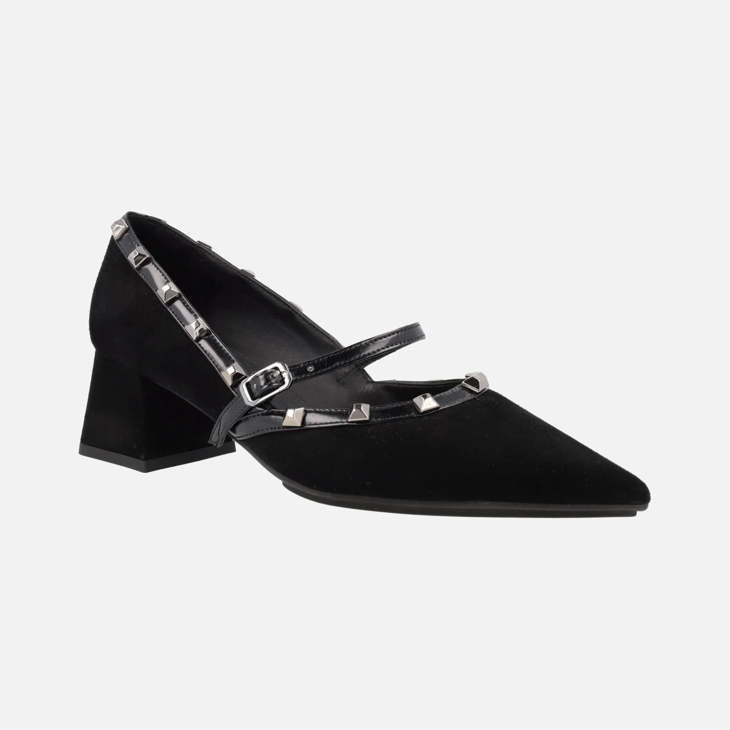 Zapatos de tacón estilo mary jane en ante negro con remaches Chirun - Image 2