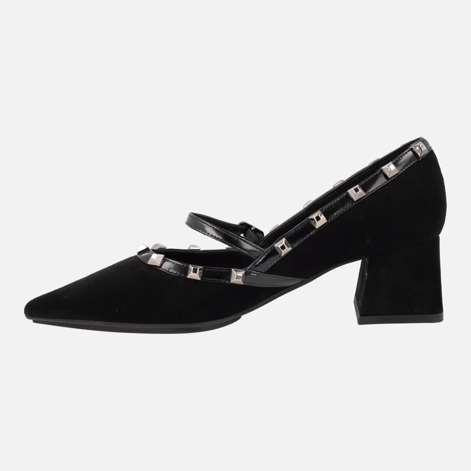 Zapatos de tacón estilo mary jane en ante negro con remaches Chirun - Image 3