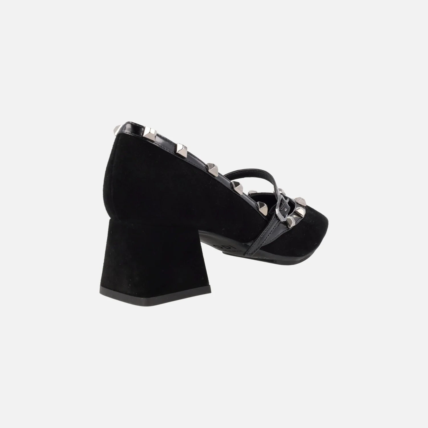 Zapatos de tacón estilo mary jane en ante negro con remaches Chirun - Image 4