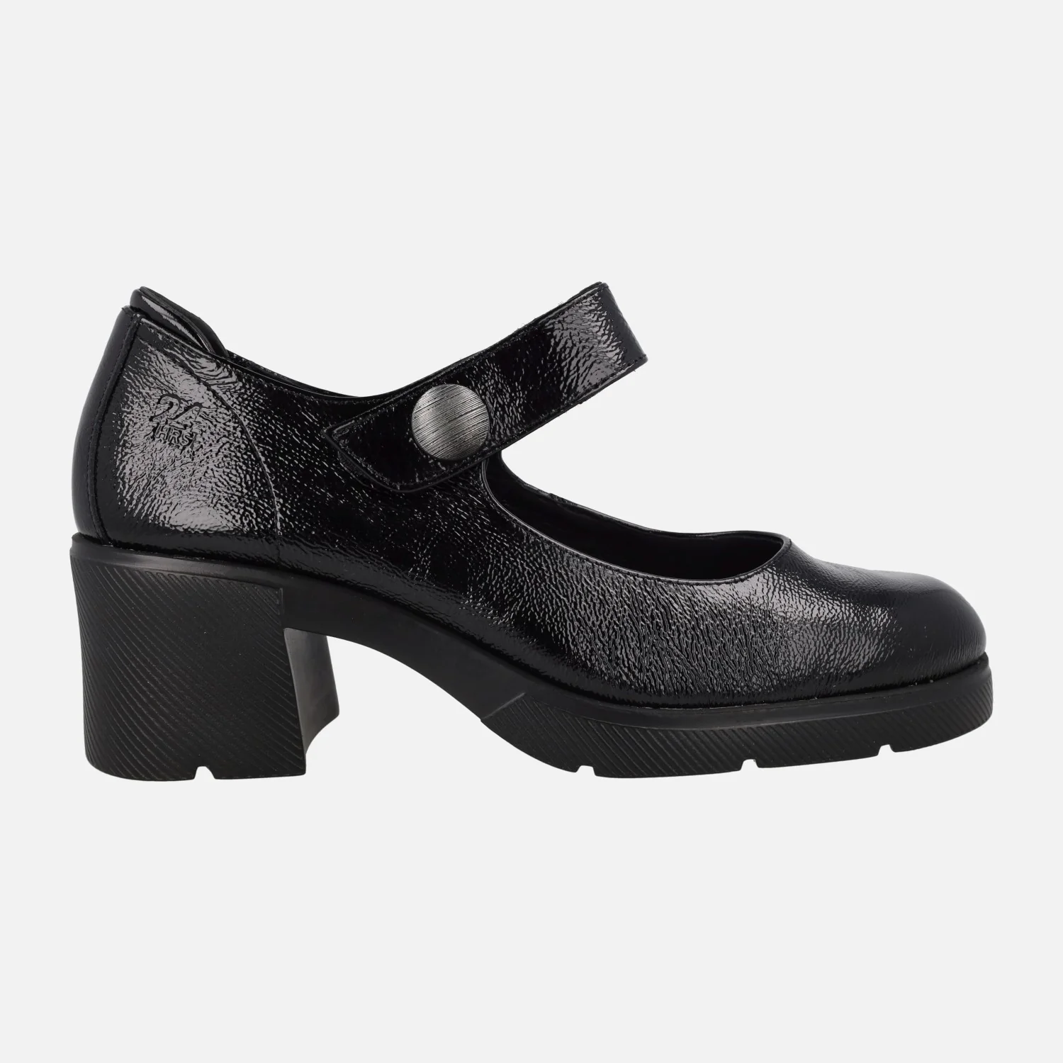 Zapatos de tacón estilo mercedes en charol negro