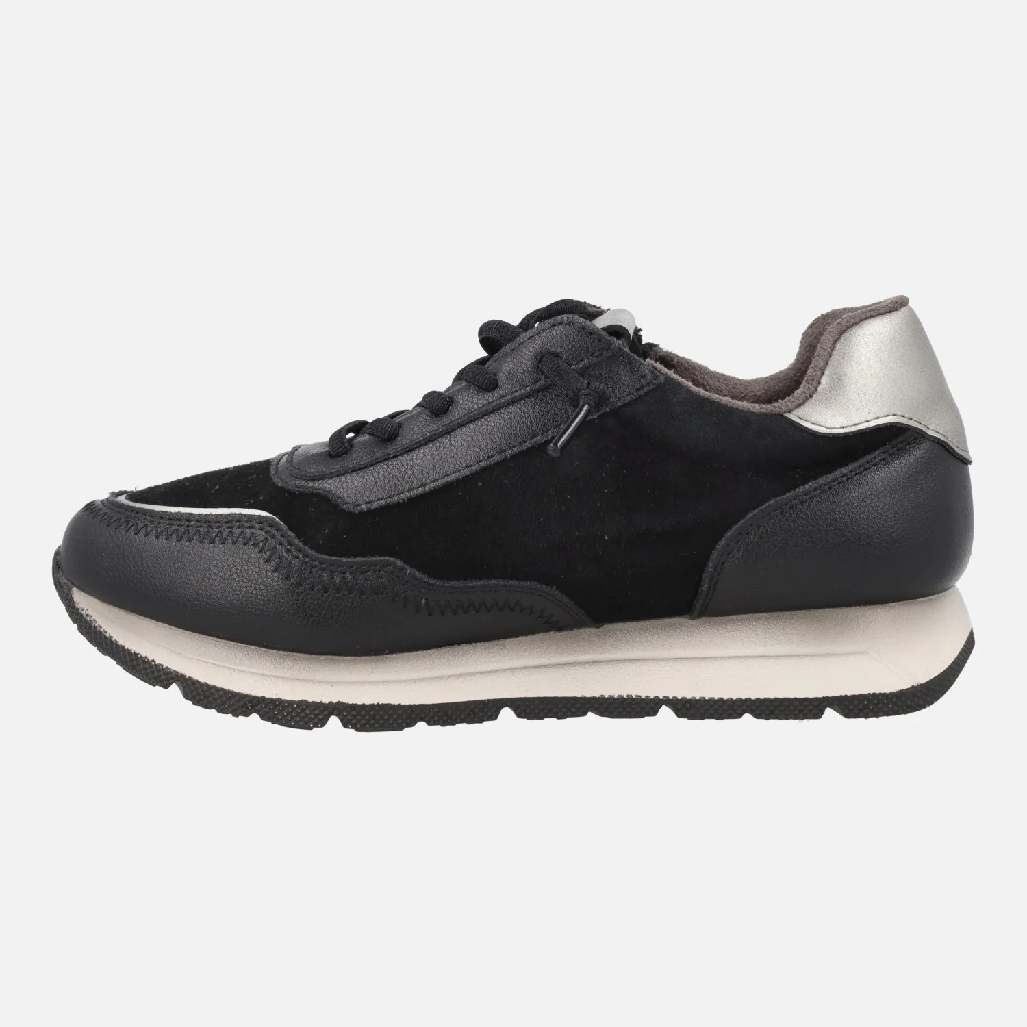 Zapatos deportivos combinados en piel y serraje con cremallera y elásticos - Image 3
