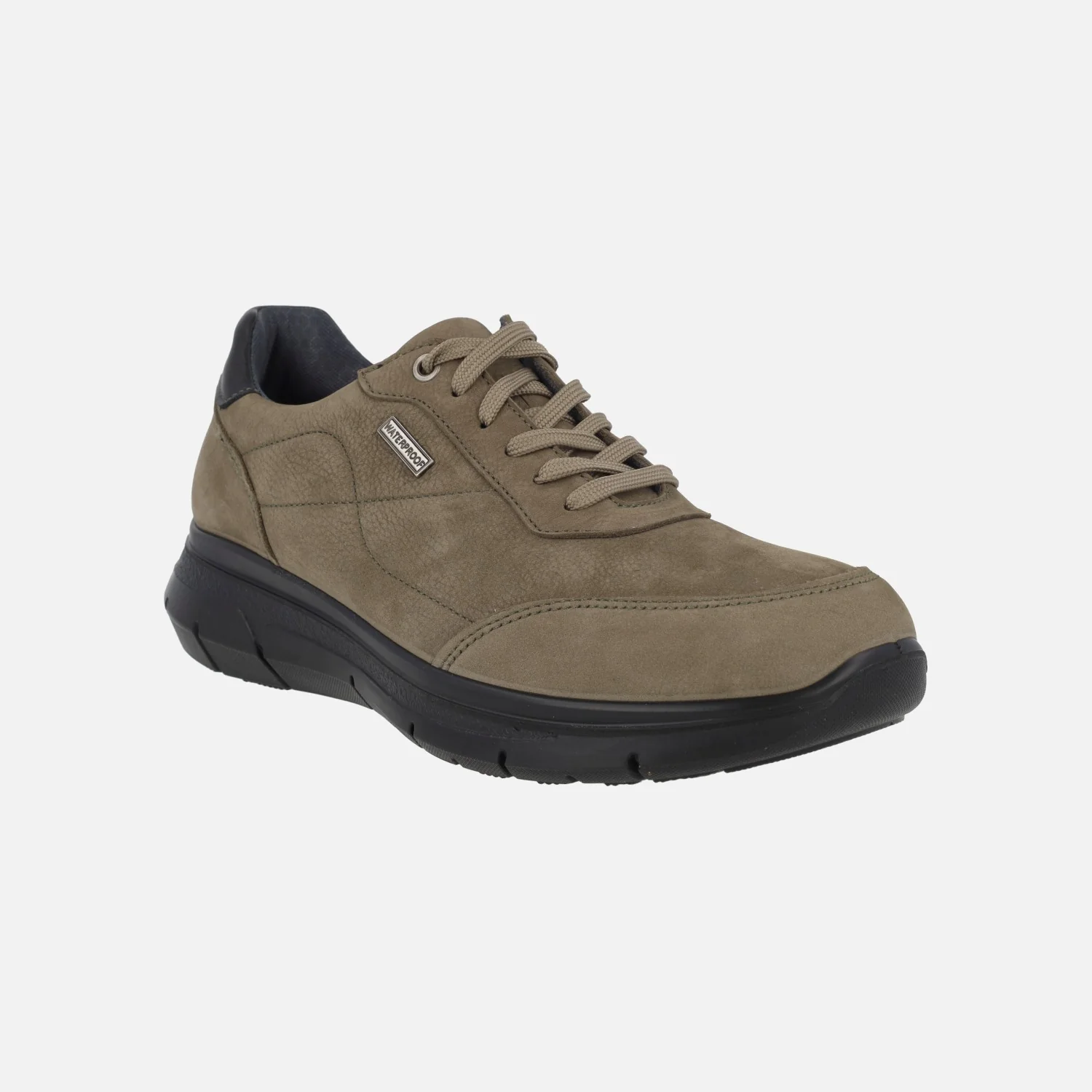 Zapatos deportivos con cordones para hombre en nobuck taupe Waterproof - Image 2