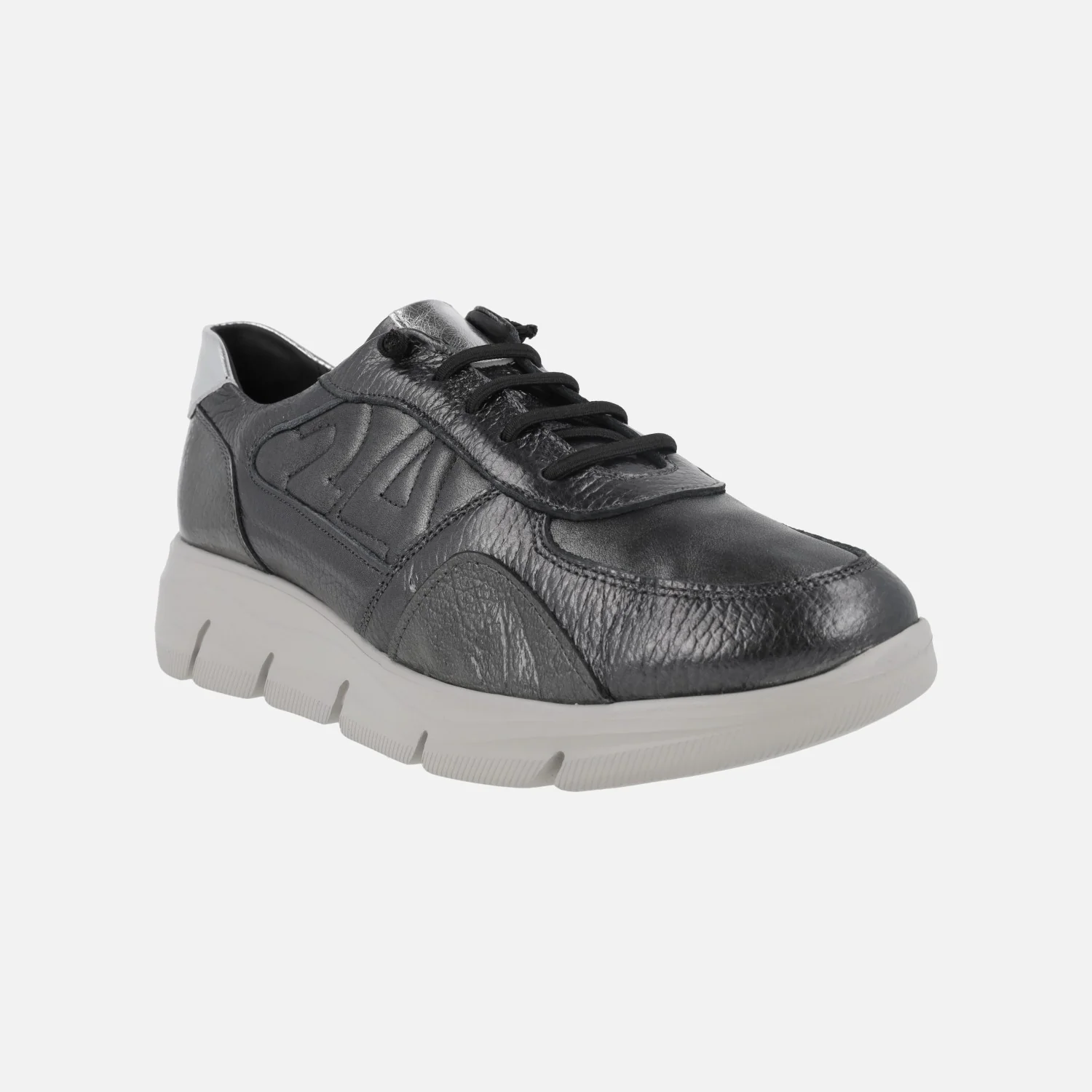 Zapatos deportivos confort en charol gris con cordones elásticos - Image 2