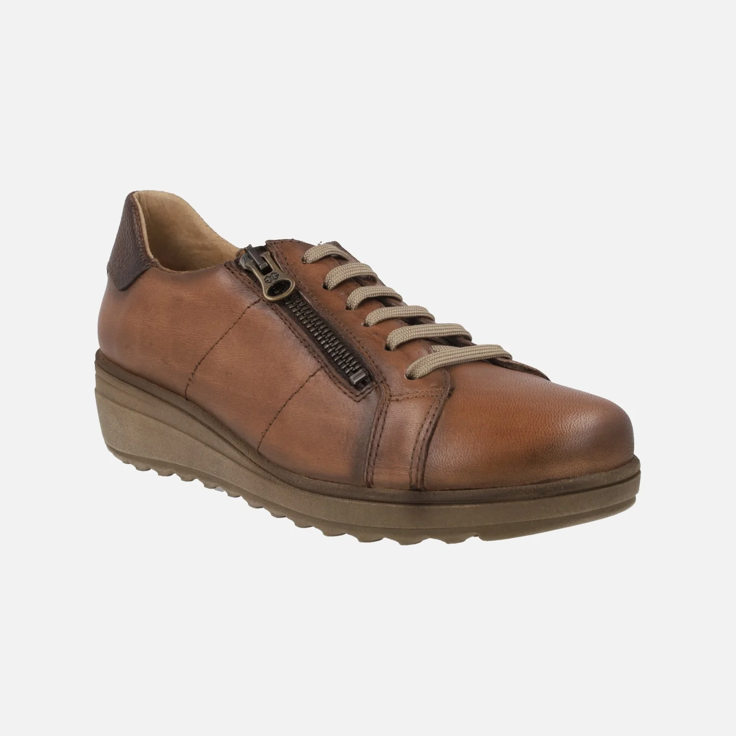 Zapatos deportivos de piel con cordones y cremallera - Image 2