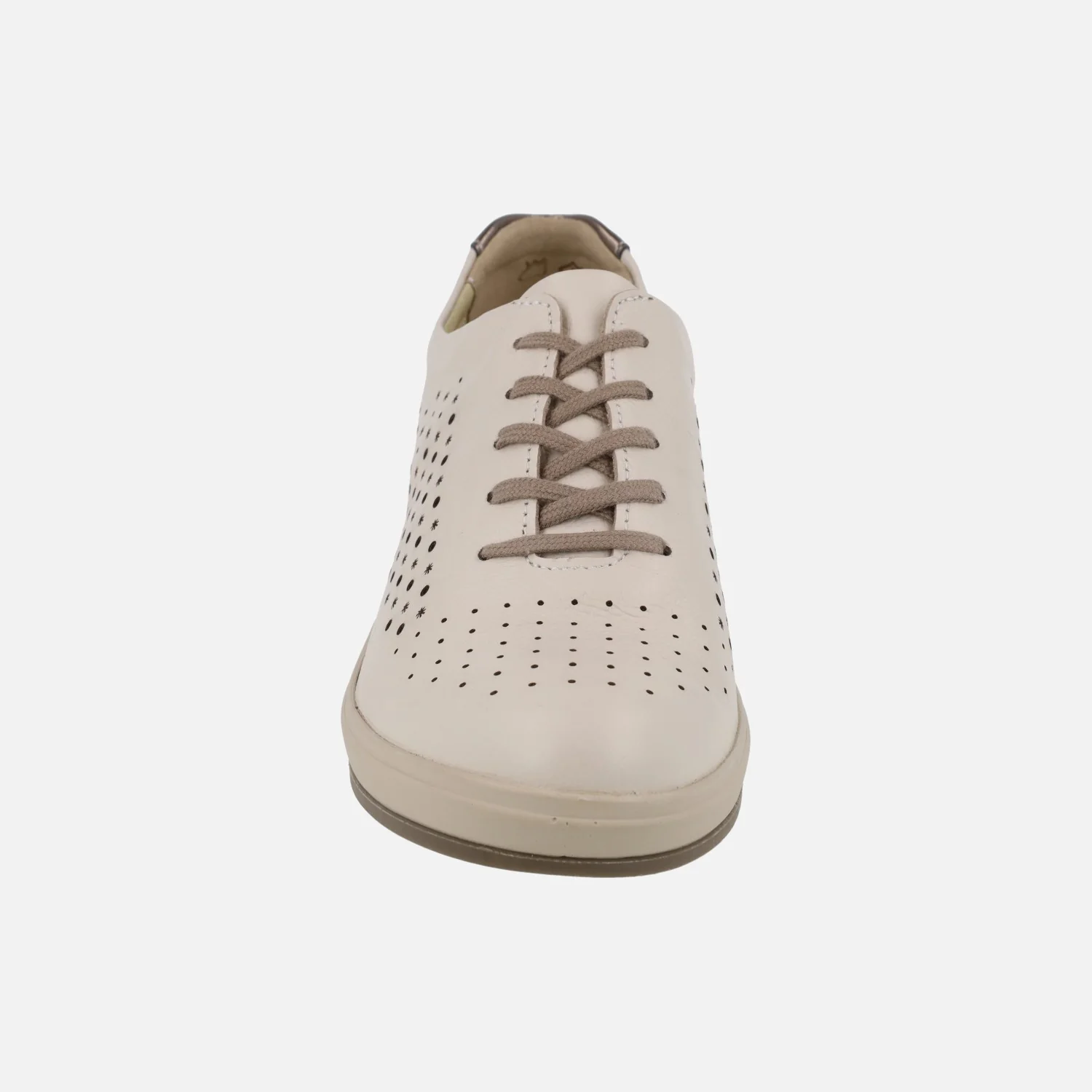 Zapatos deportivos de piel con picados en color beige - Image 5