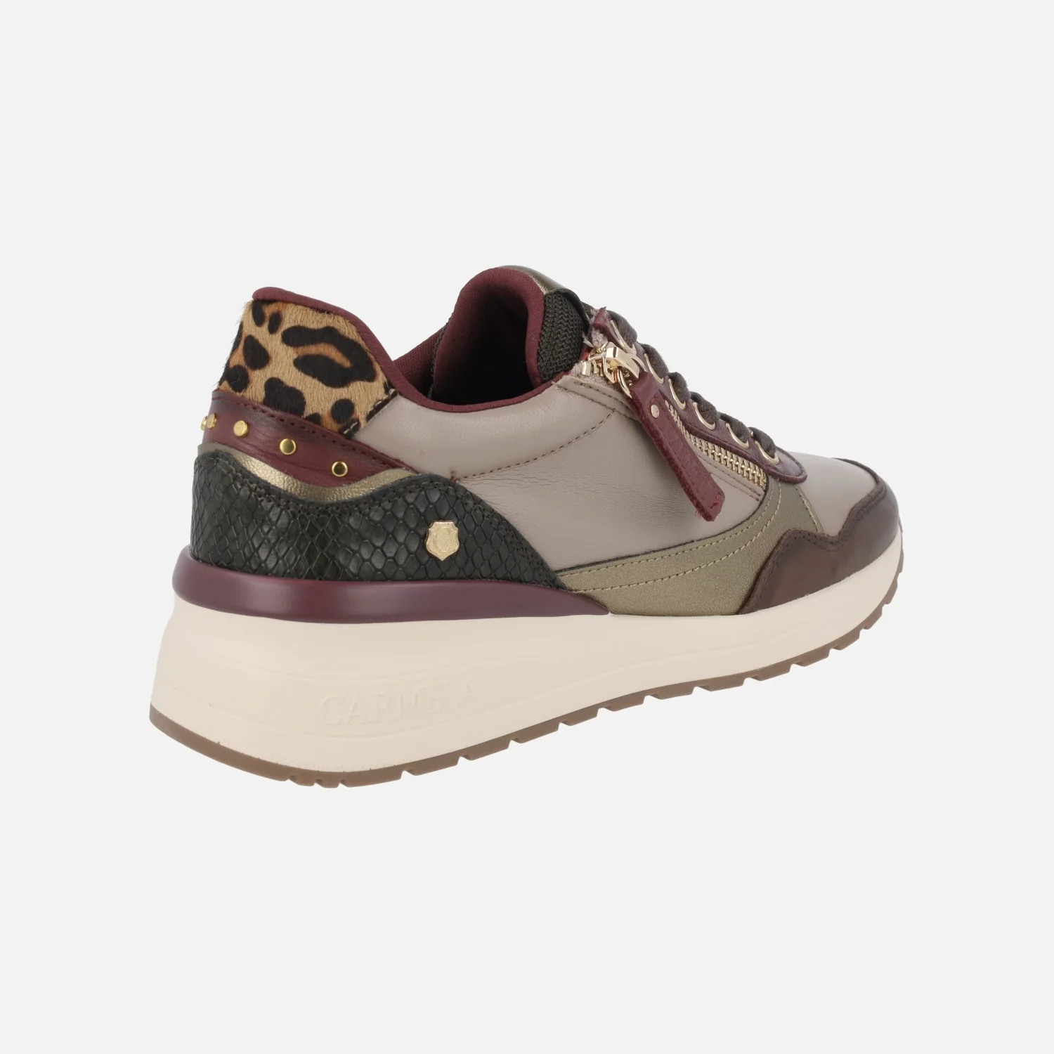 Zapatos deportivos de piel con talonera en animal print - Image 3