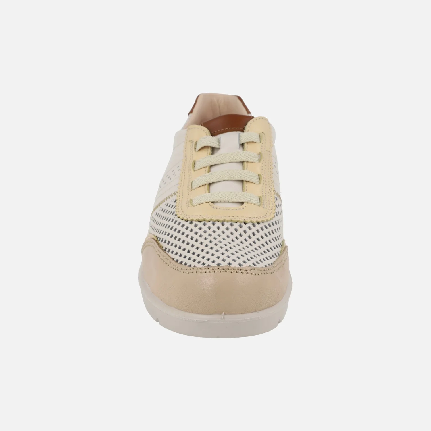 Zapatos deportivos de piel en combinado beige con cordones elásticos - Image 5