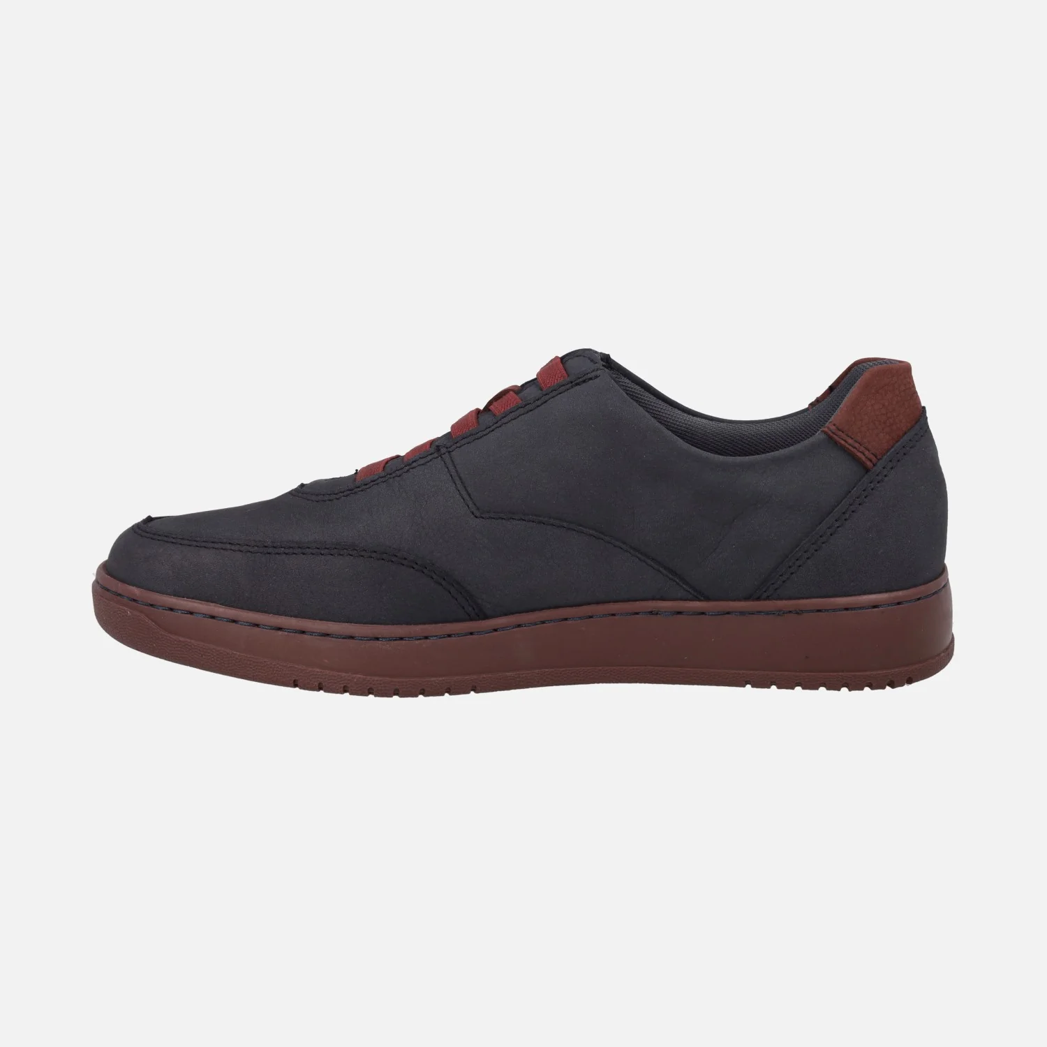 Zapatos deportivos en nobuck azul marino con detalles en rojo - Image 4