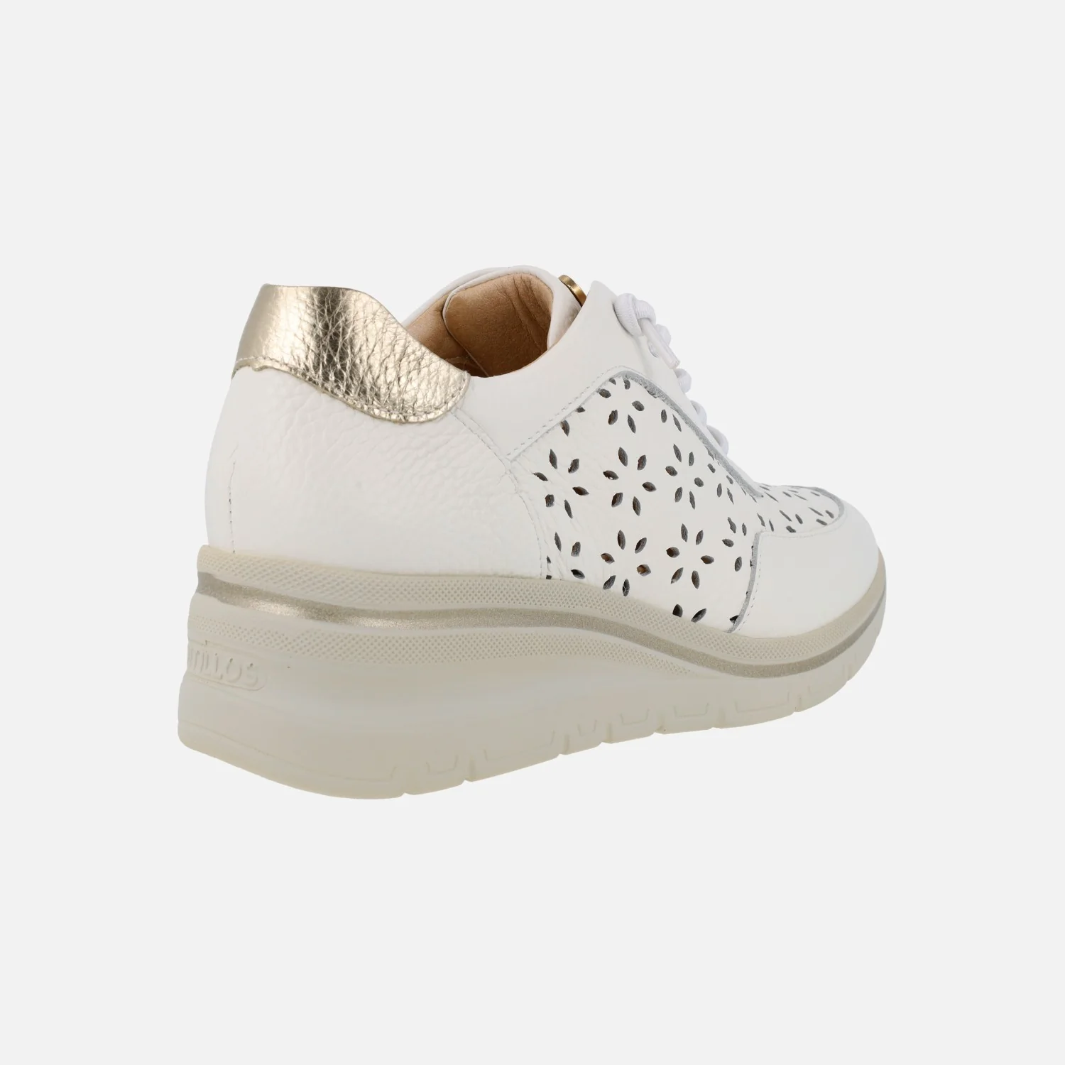 Zapatos deportivos en piel blanca con troquelado de flores - Image 4