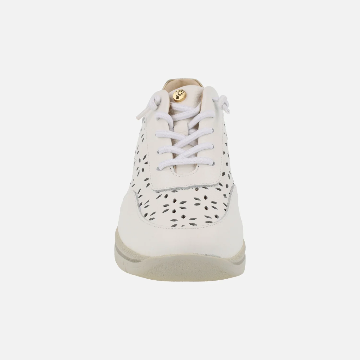 Zapatos deportivos en piel blanca con troquelado de flores - Image 5