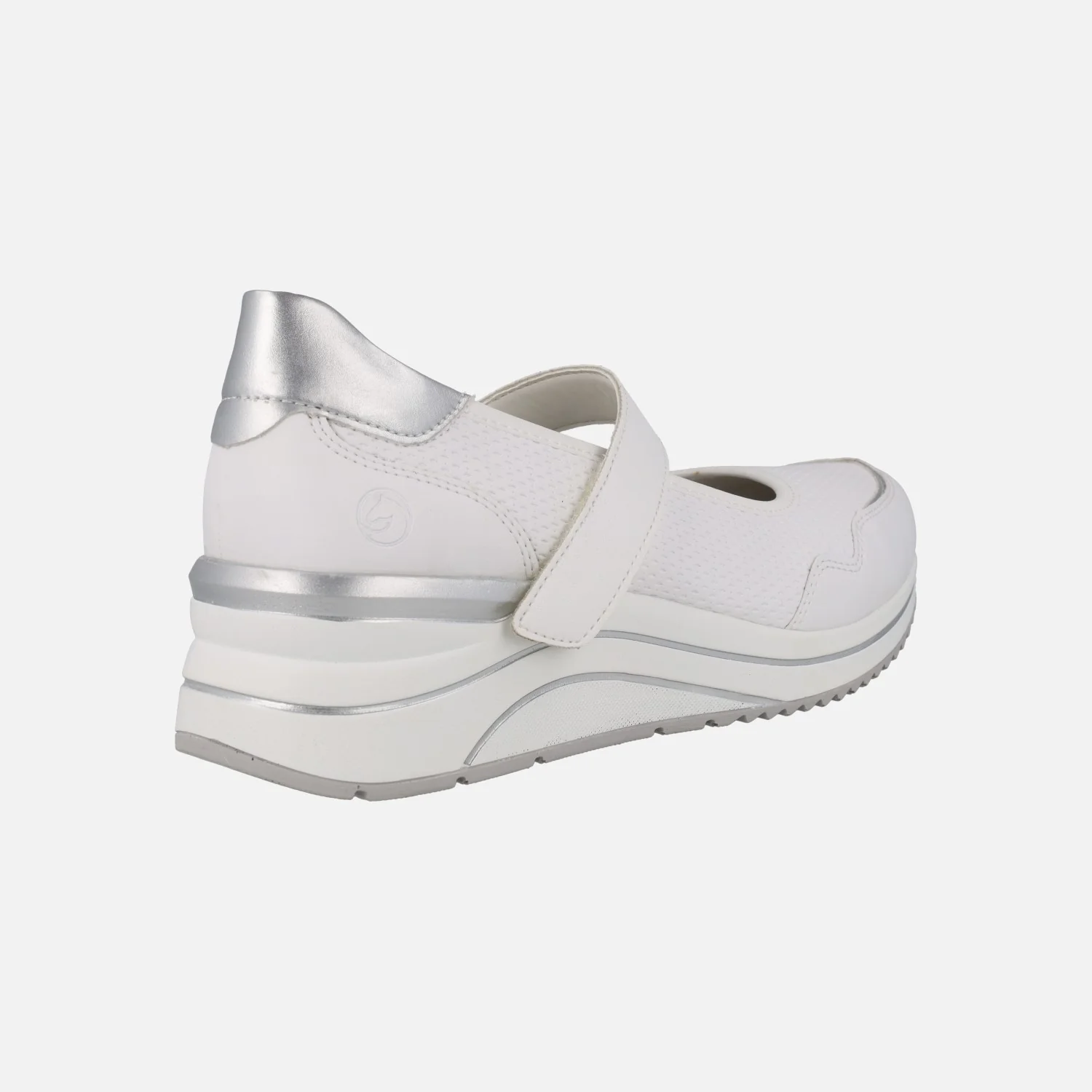 Zapatos deportivos estilo mercedes en combinado blanco y plata - Image 4