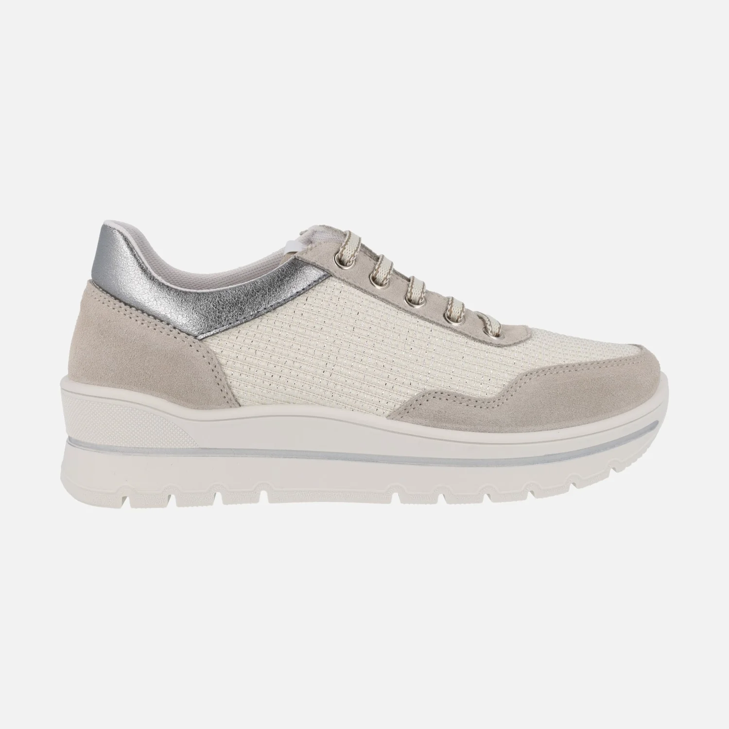 Zapatos deportivos multi material en combinado crudo con cordones