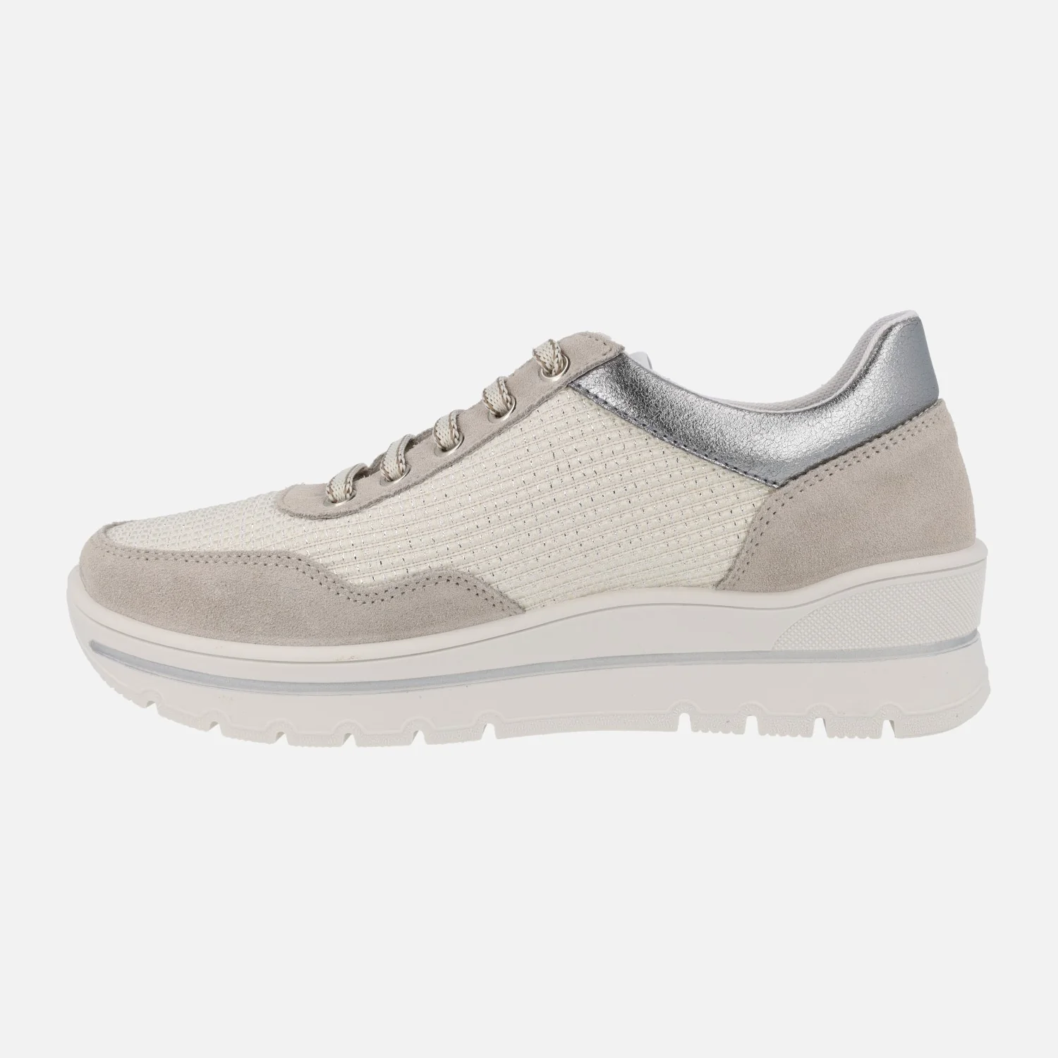 Zapatos deportivos multi material en combinado crudo con cordones - Image 3