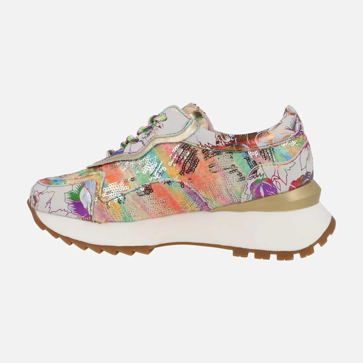 Zapatos deportivos multicolor con lentejuelas Tellao 06 Beige - Image 3