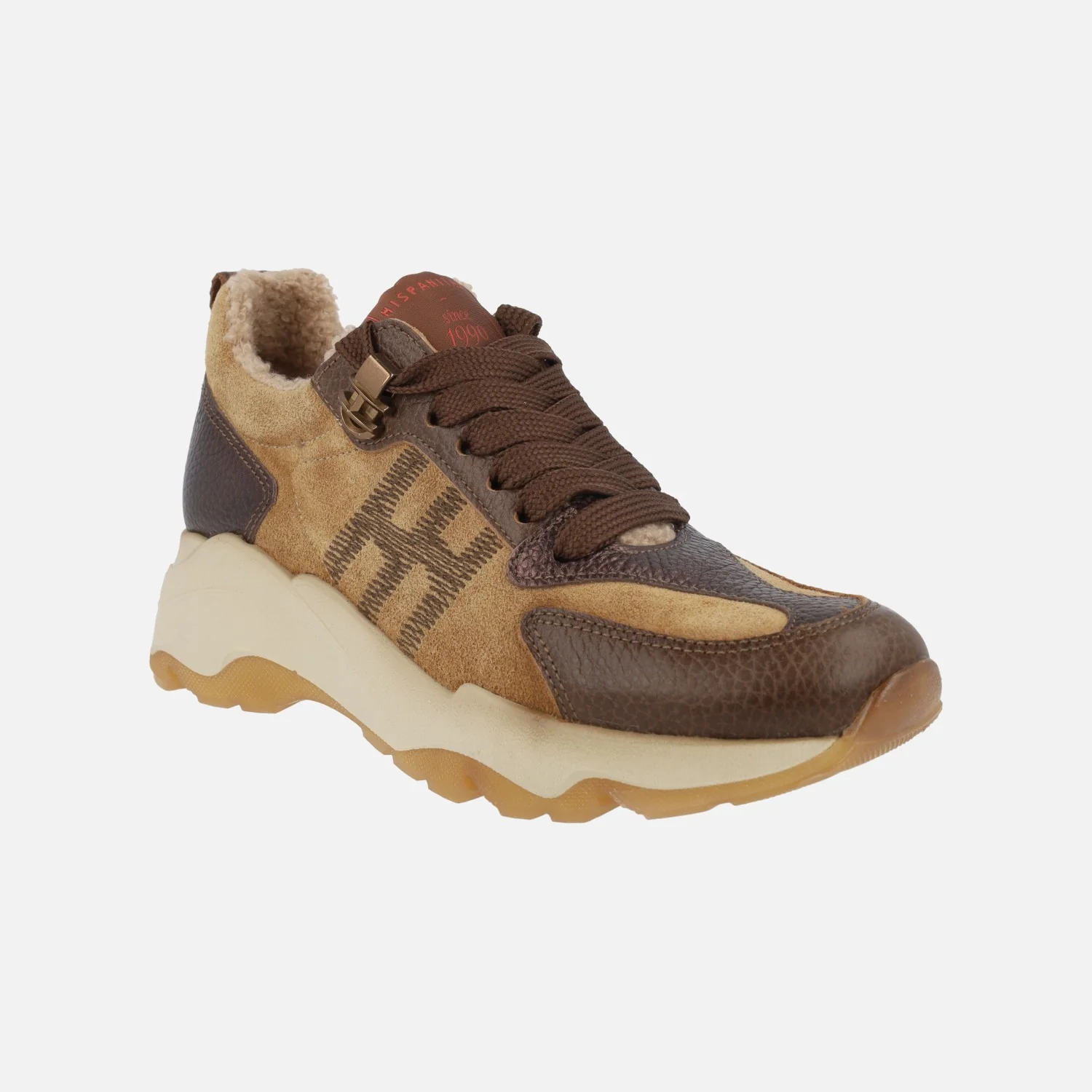 Zapatos deportivos Nepal en combinado piel serraje avellana - Image 2