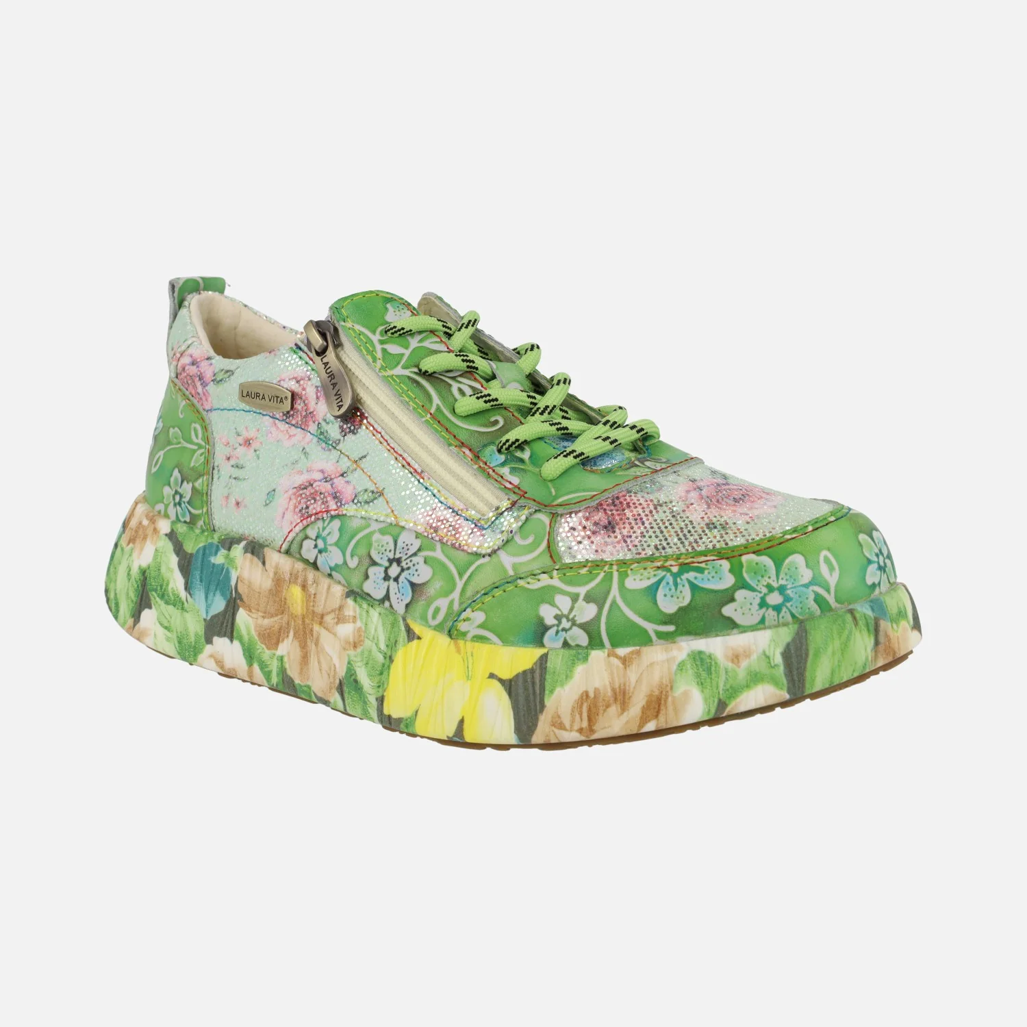 Zapatos deportivos verdes con estampado de flores Nikito 62 Anis - Image 2