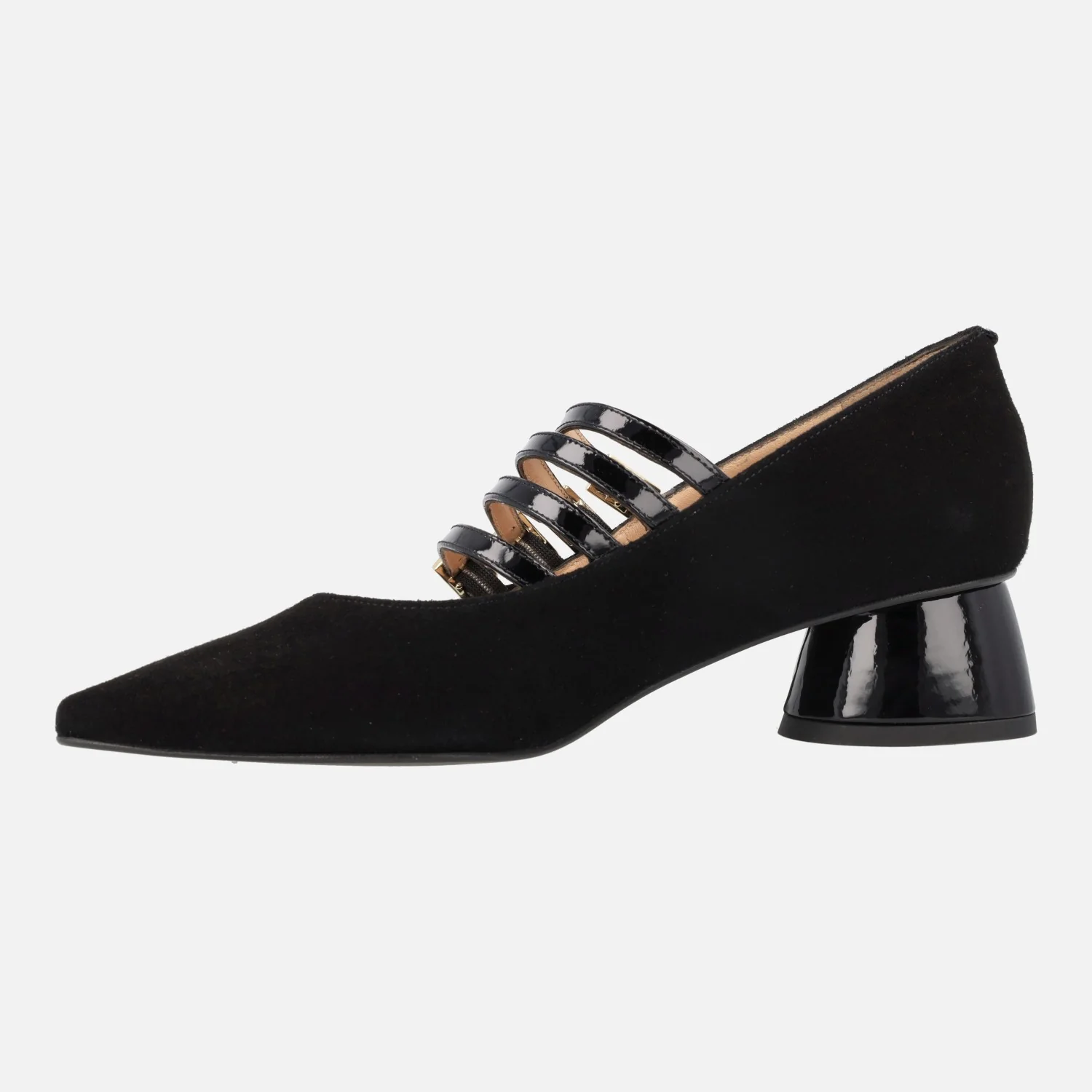 Zapatos Idra de ante negro con 4 pulseras y hebillas - Image 3