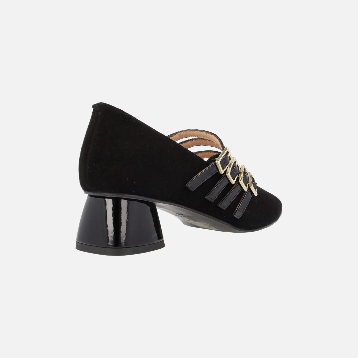 Zapatos Idra de ante negro con 4 pulseras y hebillas - Image 4