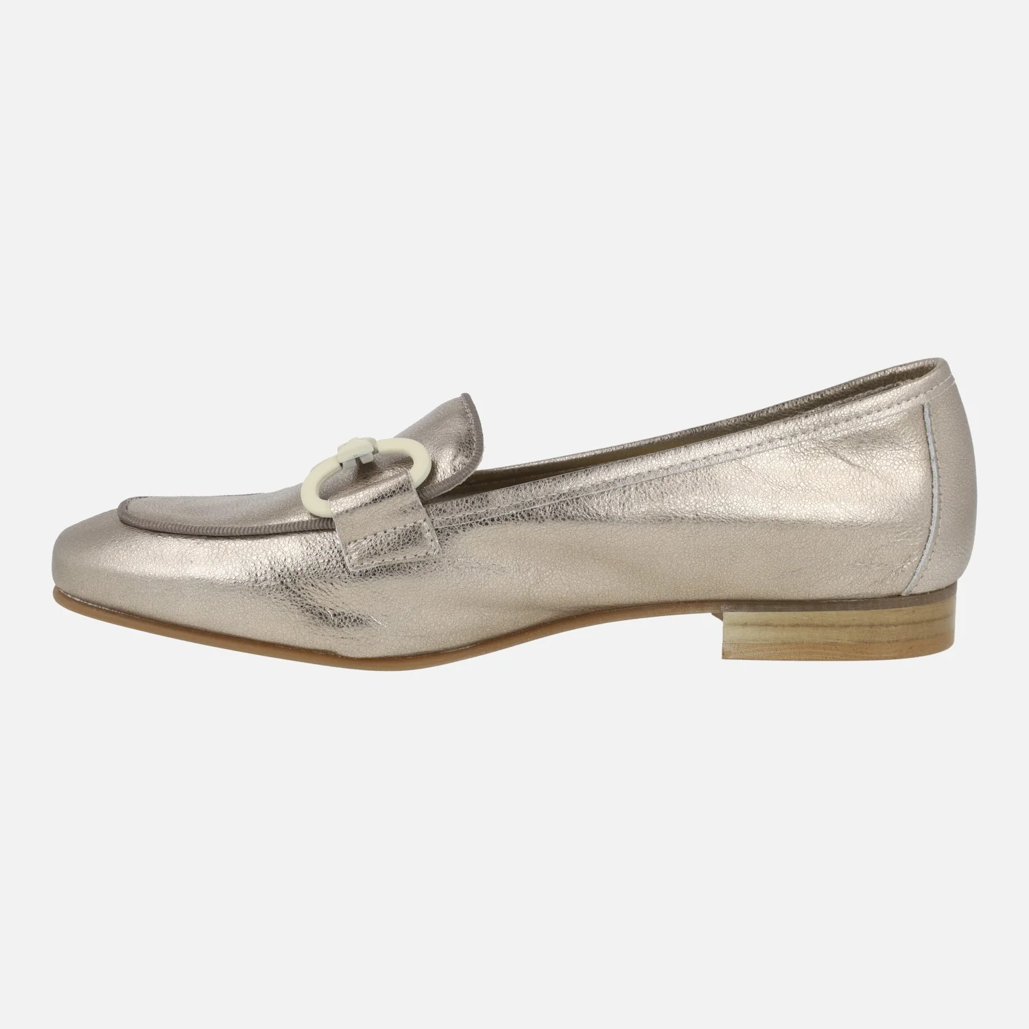 Zapatos mocasines Erika en piel metalizada platino - Image 3