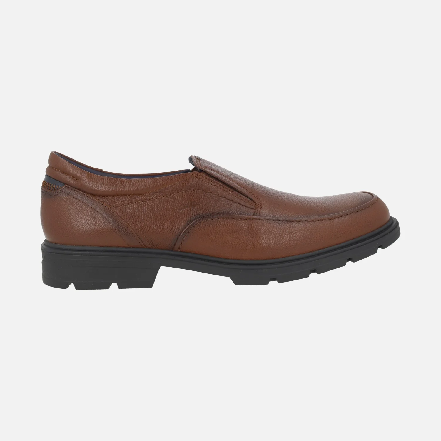 Zapatos mocasines Fredy en piel marrón con elásticos laterales