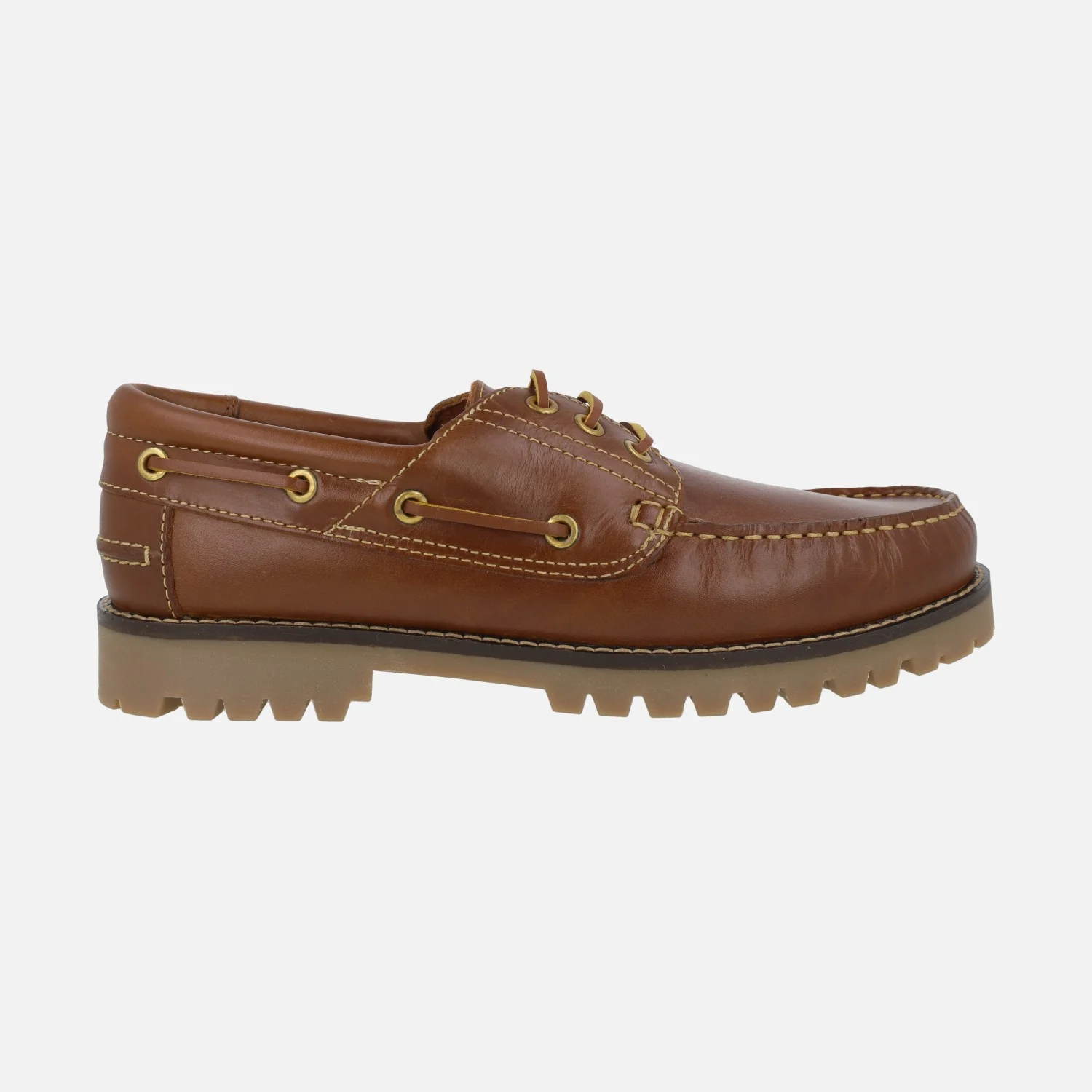 Zapatos náuticos de piel para hombre en color cuero