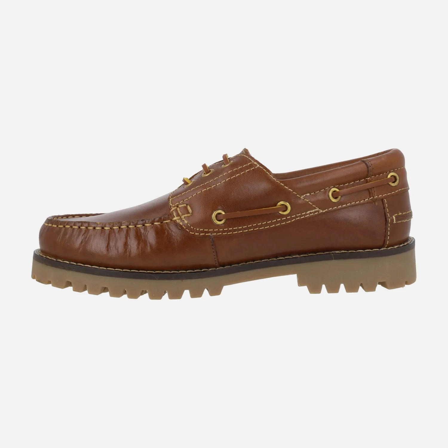 Zapatos náuticos de piel para hombre en color cuero - Image 4