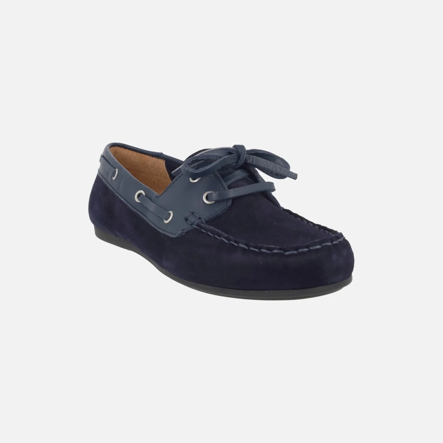 Zapatos náuticos de serraje y piel con cierre de cordones - Image 8