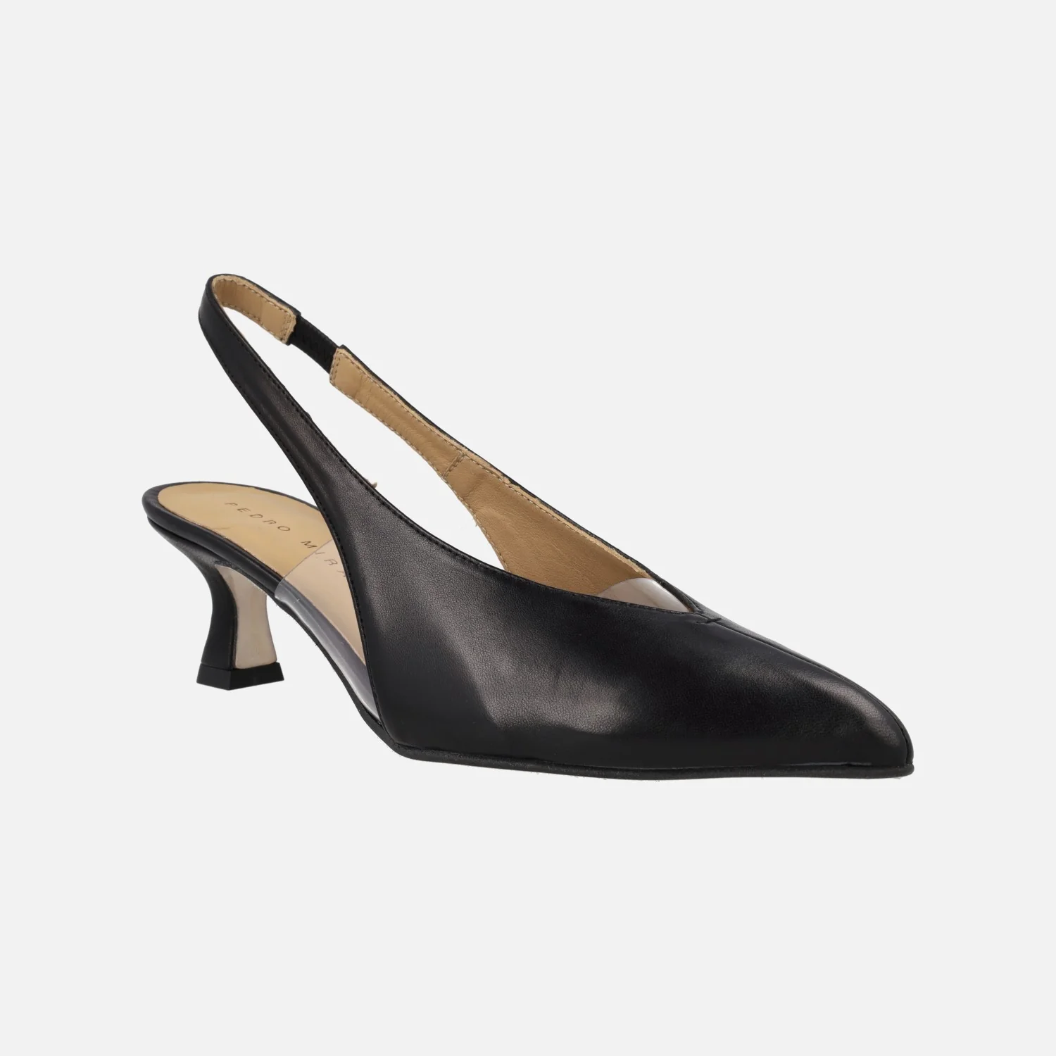 ZAPATOS NEGROS CORTE SALÓN DESTALONADOS EN PIEL COMBINADA CON VINILO - Image 2