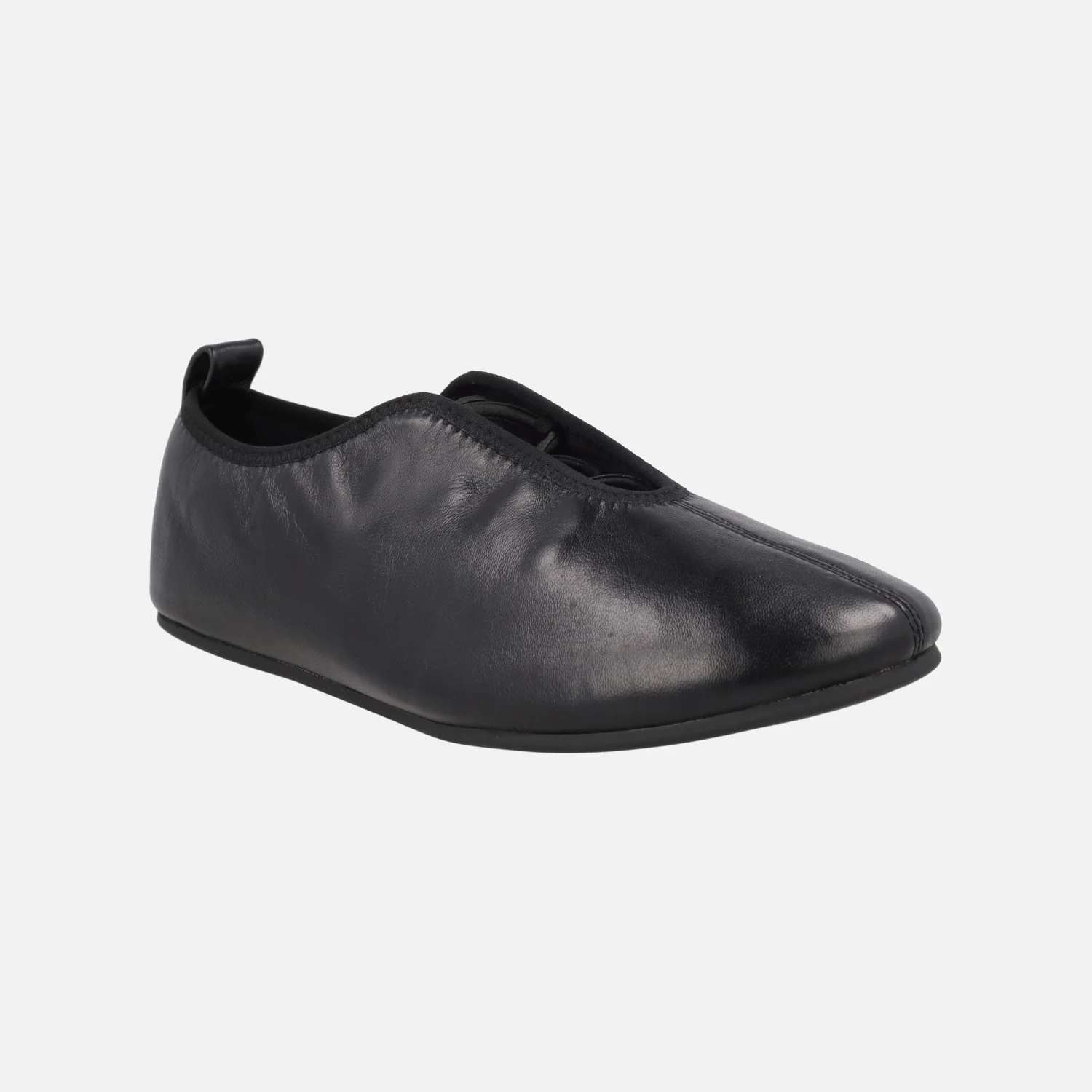 Zapatos negros de piel con cordones elásticos inspiración ballet - Image 2