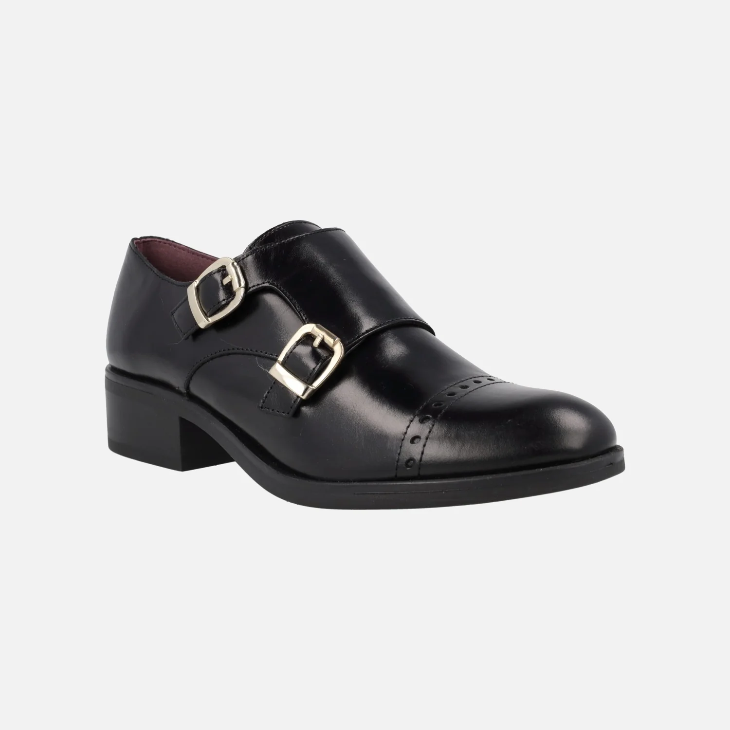Zapatos negros de piel con hebillas para mujer - Image 2
